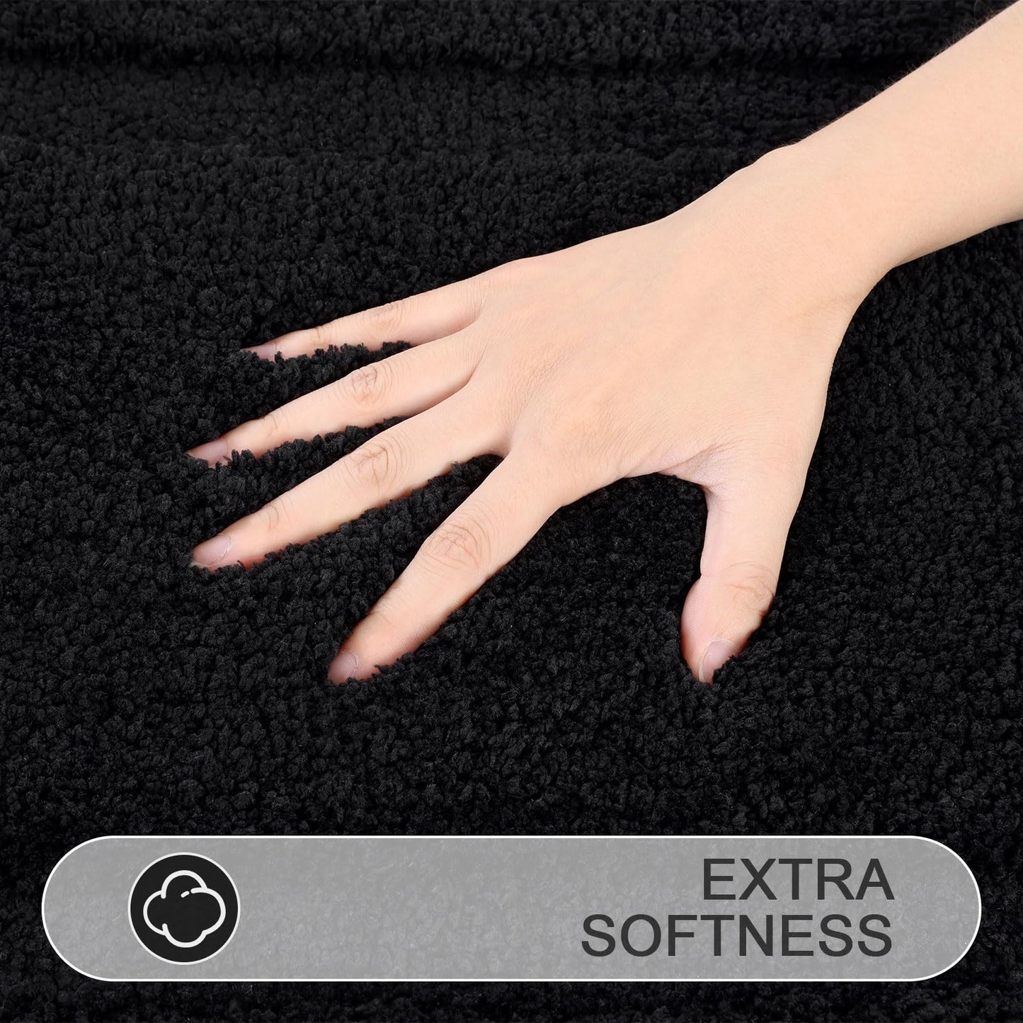 SHACOS Super Soft Bathroom Rugs 24"x60" Long Bath Mats Runner Non Slip Washable Absorbent Bath Rugs Carpets for Bathroom Floor Tub Shower Vanity Sink Home Decor Accessories, Black 2'x5'