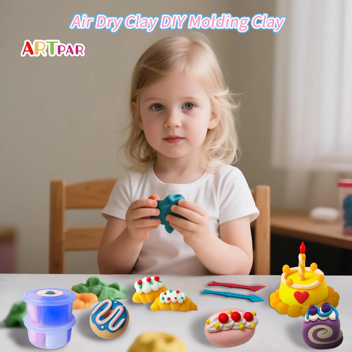 ARTPAR Air Dry Clay for Kids,Modeling Clay Kit,Model Magic Sculpting Set,Ultra Light & Soft, Safe Non-Sticky | 12 Box DIY Art and Crafts School Projects, Home Party Favors for Boys & Girls