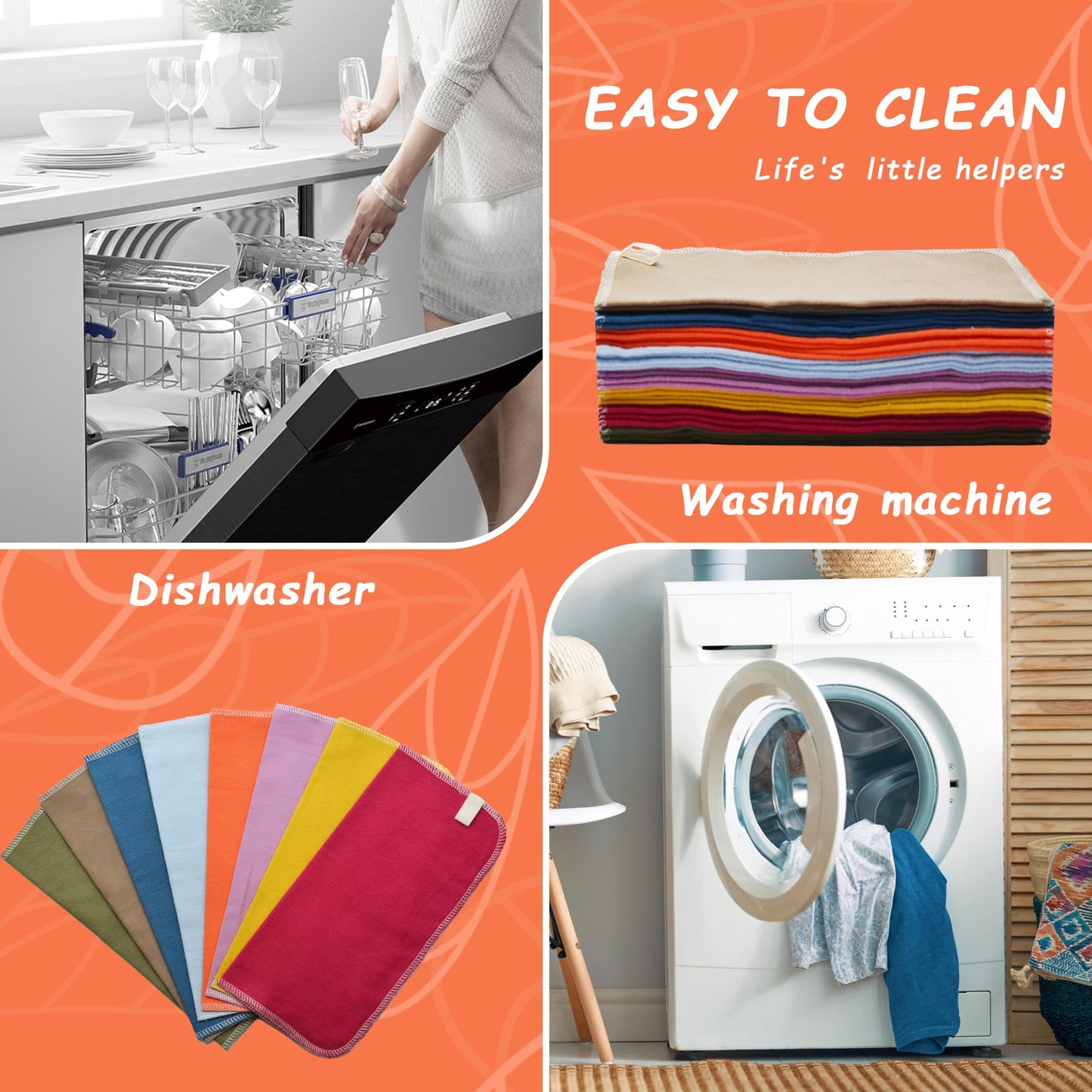 Chloven Reusable Paper Towels Washable - Jumbo Large Cotton Cloth Paperless Paper Towels for Kitchen, 30 Pack