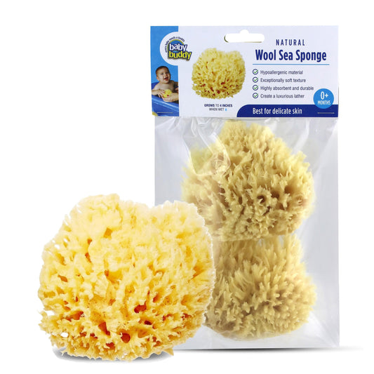 Baby Buddy’s Natural Baby Bath Sponge 2 Pack 4-5” Ultra Soft Premium Sea Wool Sponge Soft on Baby’s Tender Skin, Biodegradable, Hypoallergenic, Absorbent Natural Sea Sponge