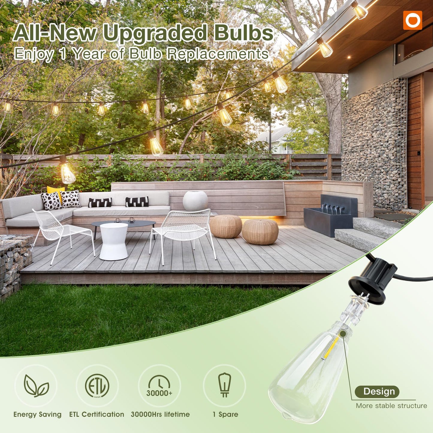 addlon 42FT(36+6) Solar Lights Outdoor Waterproof, String Lights Outdoor Solar power with Remote & USB Port 12+1 LED Shatterproof Bulbs 3 Light Modes,Dimmable &Timable Solar Light for Camping Backyard