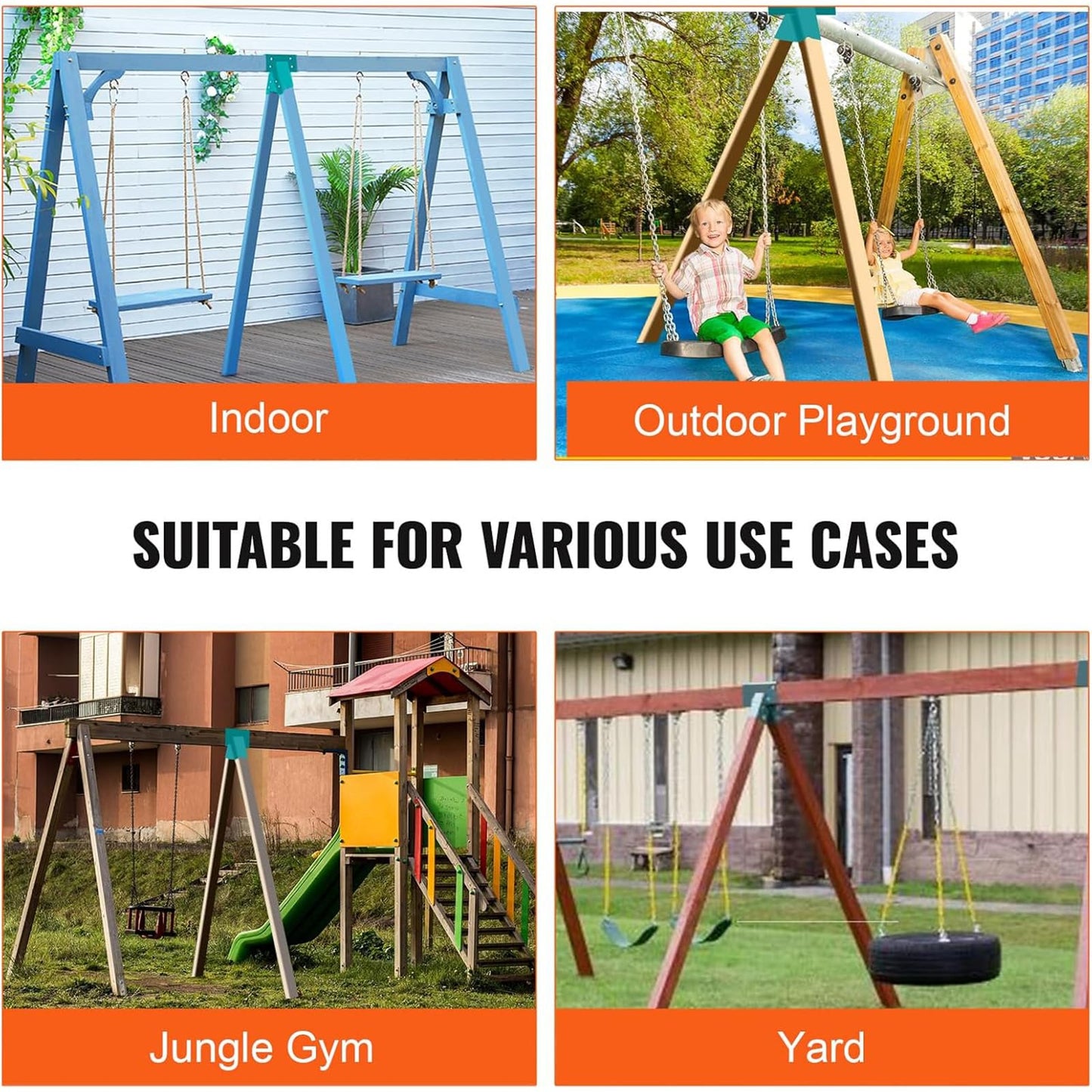 ORIGLE A-Frame Middle Swing Set Bracket Kit, Wood Swing Hardware for Outdoor Playground, Backyard Play Set Accessories with Complete Mounting Components