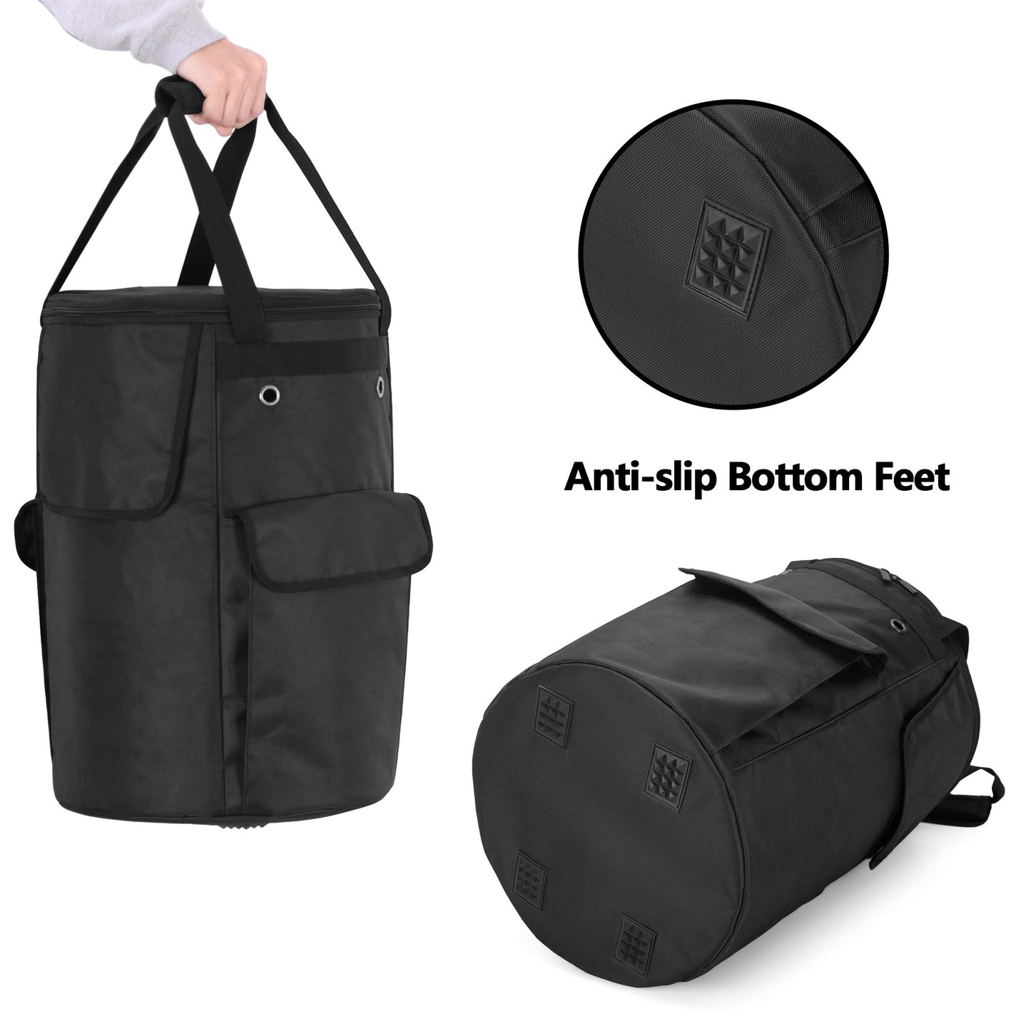 SAMDEW Propane Tank Cover, 20 lb Propane Tank Gas Bag with Side Flip Flap and Stable Tabletop Feature, 2 Storage Pockets, Ventilated with 4 Holes, Water & Wear Resistant, Black, Bag Only