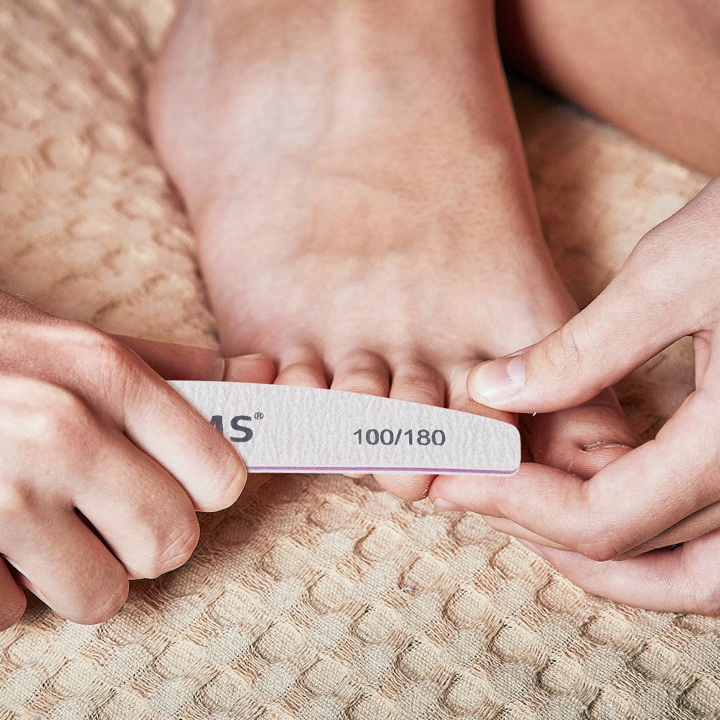 BTYMS 100 Pieces 100/180 Grit Nail Files and Buffers, Double Sided Emery Boards Nail Buffing File for Acrylic Nails