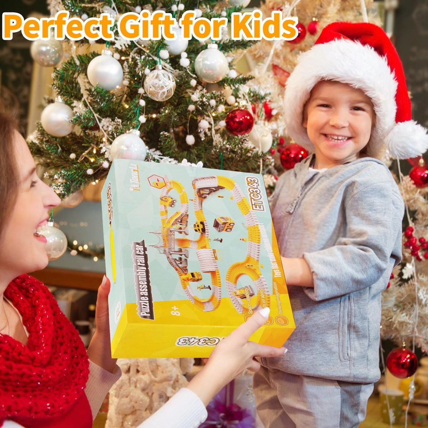 329 pcs Race Track Set for Toddler, Construction Track Car Toys, Flexible Car Tracks with 6 Cars, Presents for Kids 3 4 5 6 Year Old Boys Girls