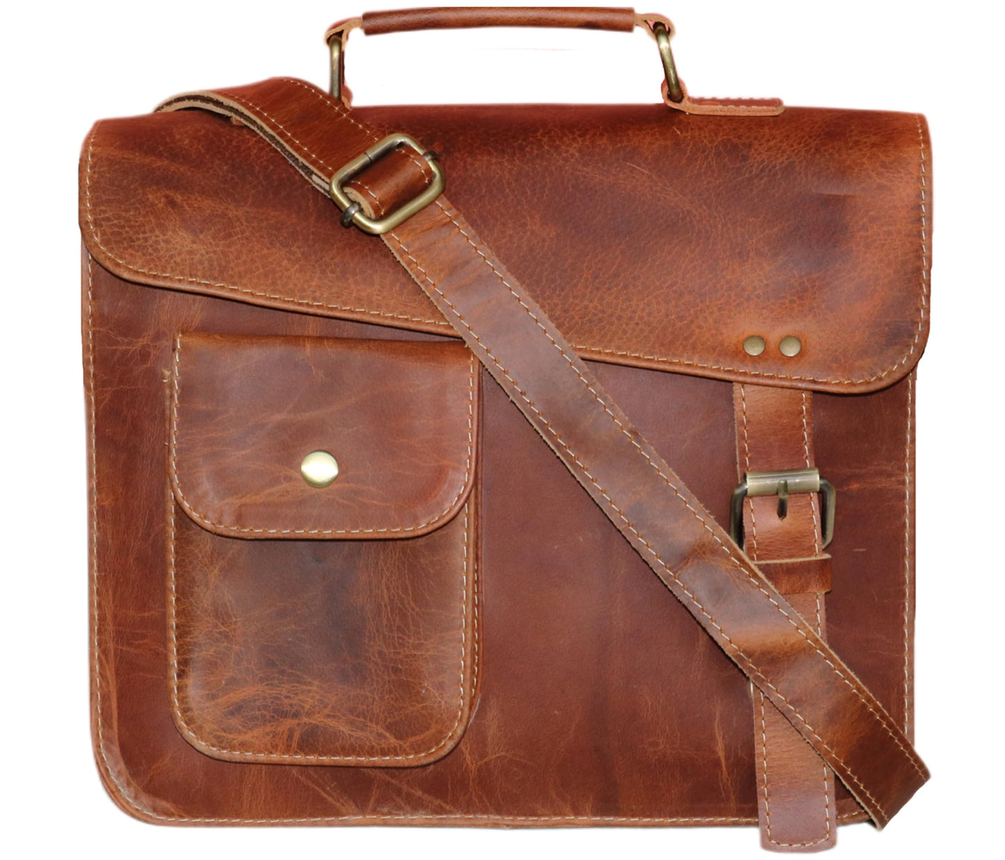 Small Leather Messenger Bag Shoulder Bag Cross Body Vintage Messenger Bag for Women & Men Satchel (7 x 9)