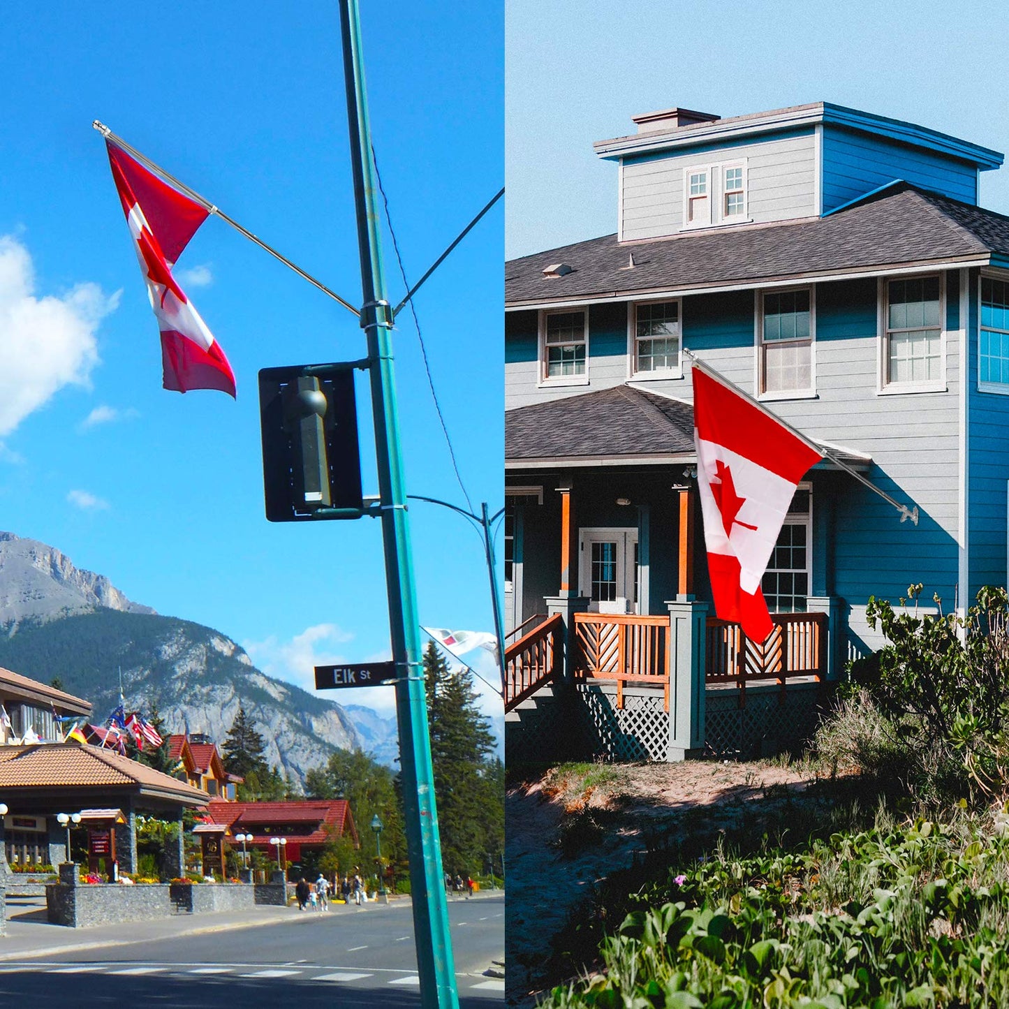 Yeesun Flag Pole,6FT Canada Flagpole with Mounting Bracket and 3’ x 5’ Canada Flag for House Porch & Outdoor Use,360° Tangle Resistant Technology and Wall Mount Flag Pole Kit (Silver)