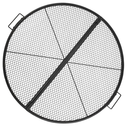 METORICO X-Marks Fire Pit Cooking Grill Grate with Support X Wire - Heavy Duty Folding Round Campfire Grill Grid - Portable Camping Cookware for Outside Party Gathering - 30 inch