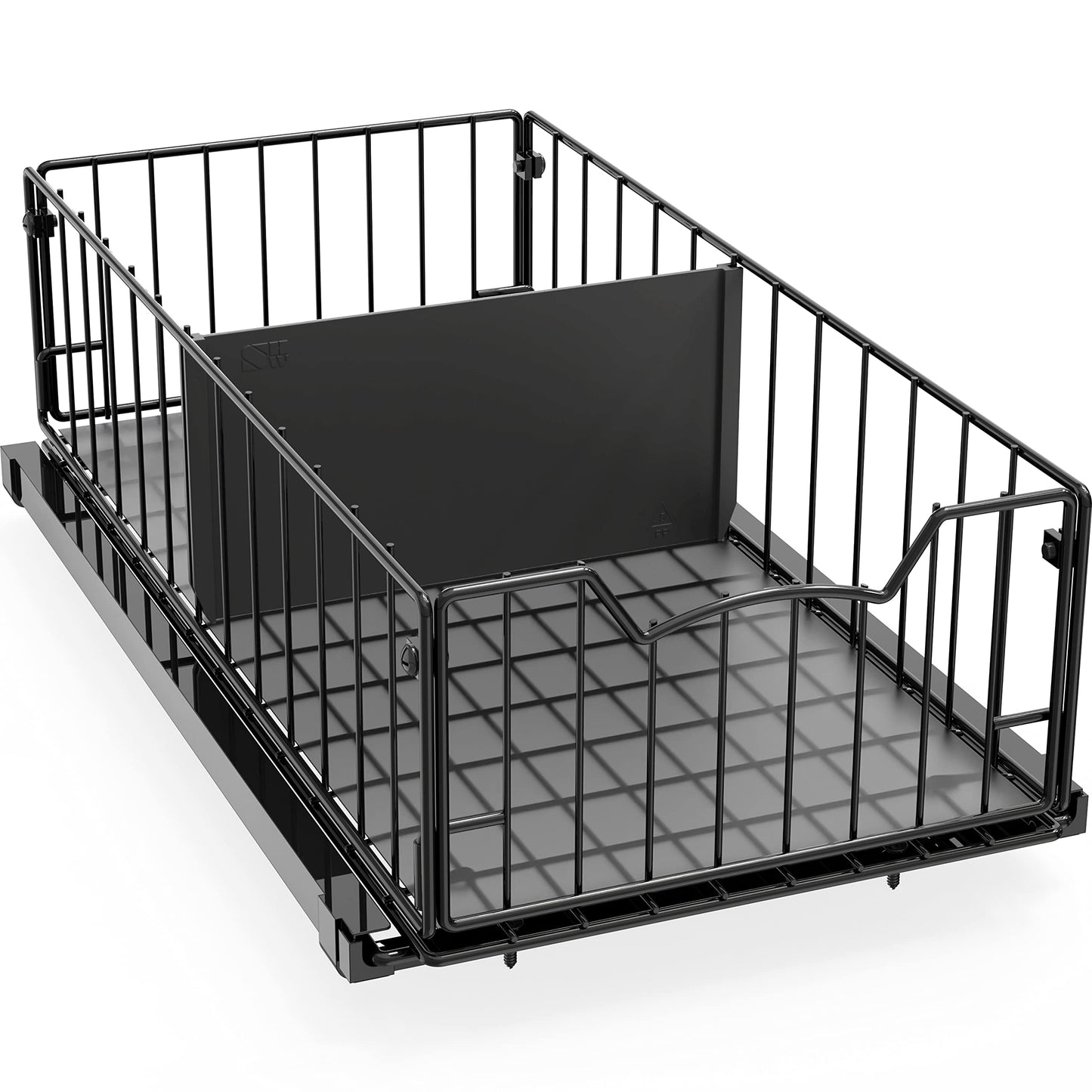 Simple Houseware Pull Out Sliding Basket Cabinet Drawer Organizer for Cupboard Storage, Black