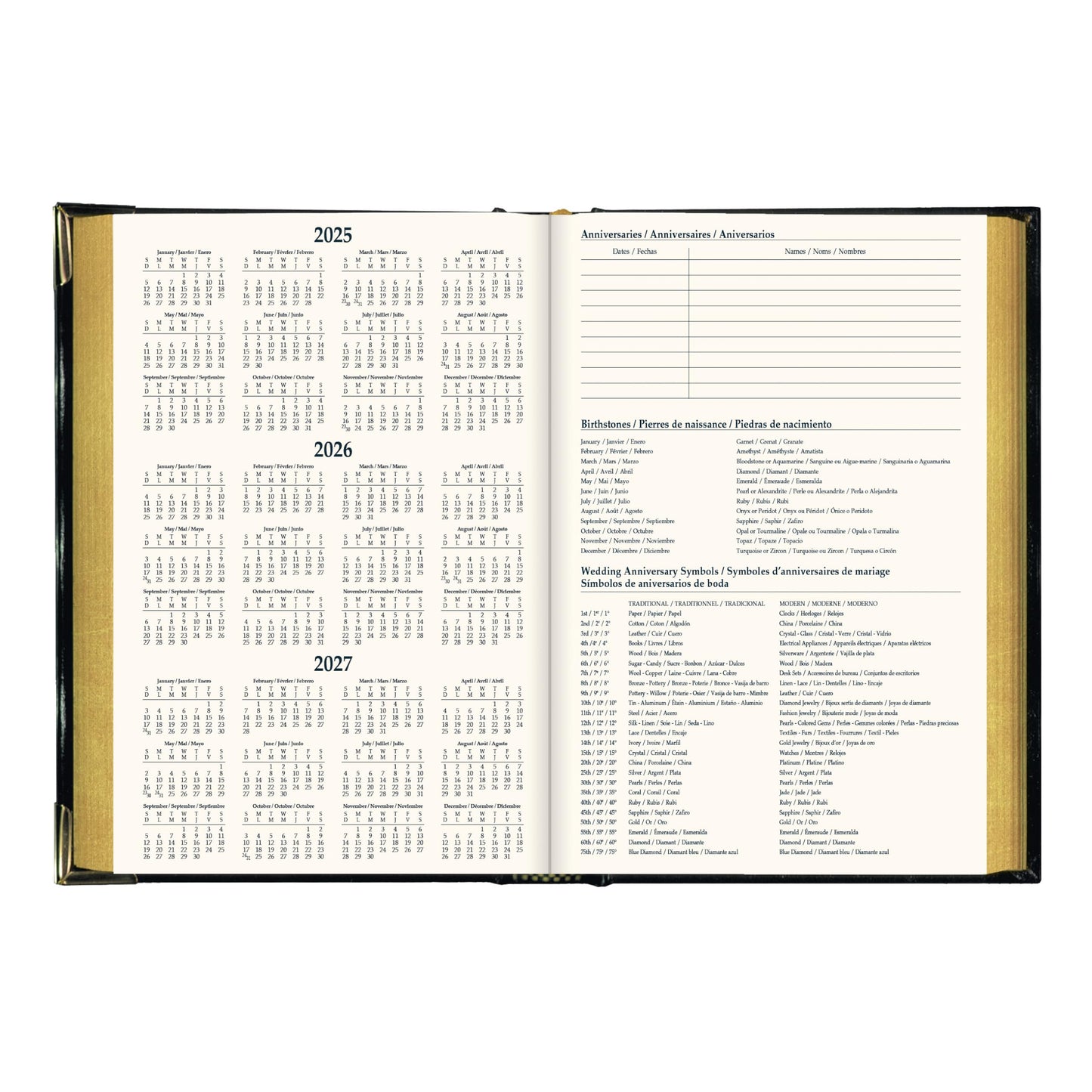 Brownline® 2026 Executive Weekly Planner, Appointment Book, 12 Months, January to December, Sewn Binding, 8.187" x 5.625", Black, Trilingual (CBE507-26)