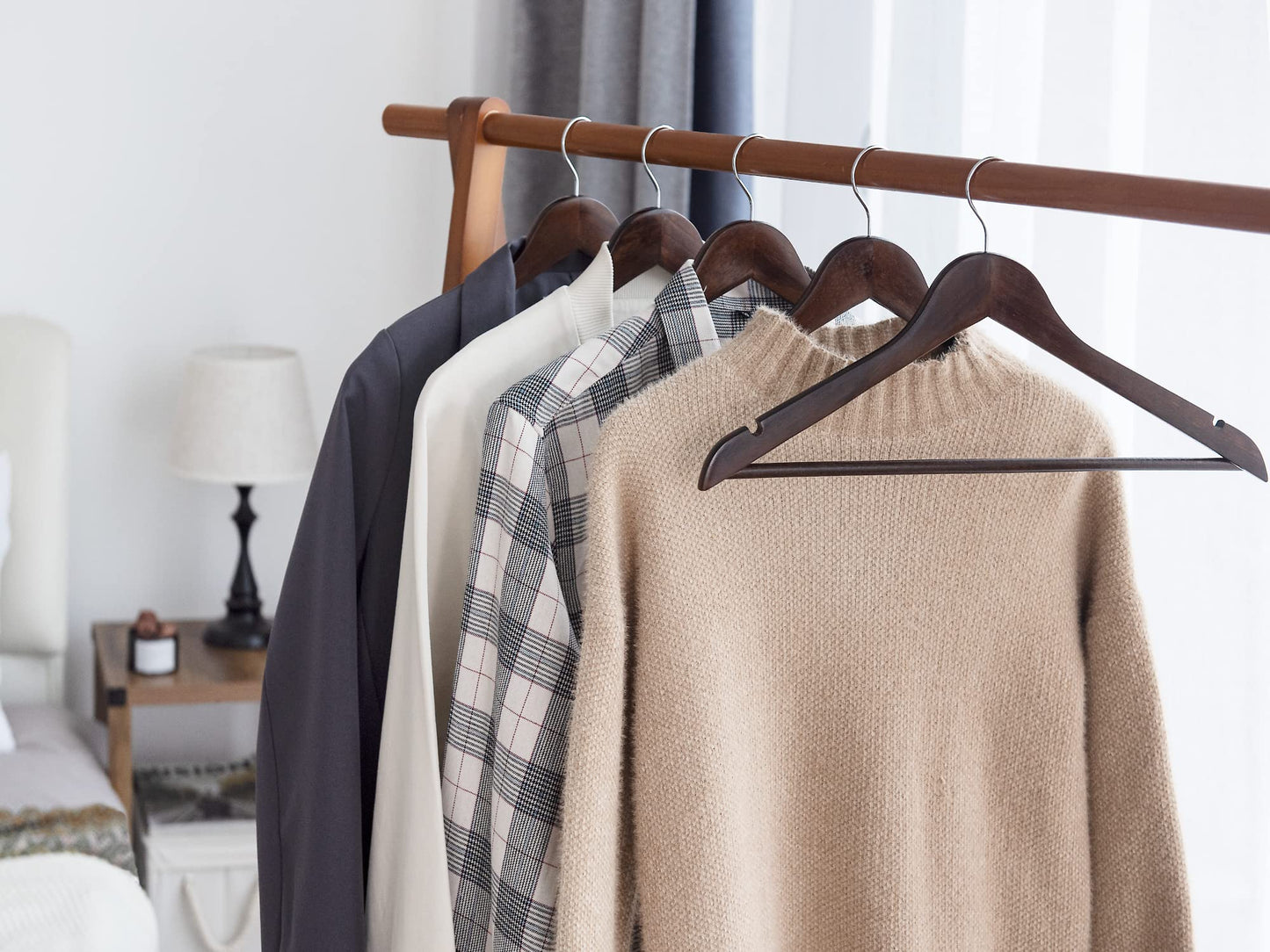 StorageWorks Wooden Hangers 20 Pack, Wood Coat Hanger for Coats, Shirts, Jackets, Pants, Suits, Walnut Color