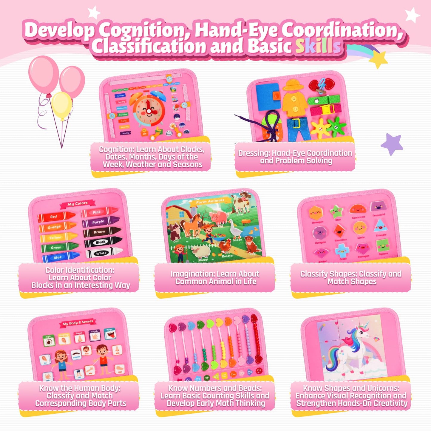 ZOOI Toddler Toys Busy Board - Montessori Toys for 1-5 Year Old Boy Girl Birthday Gifts for Kids, Sensory Toys Baby Essentials, Busy Book for Toddlers 1-5 Year Old, Airplane Activities Toys Gifts