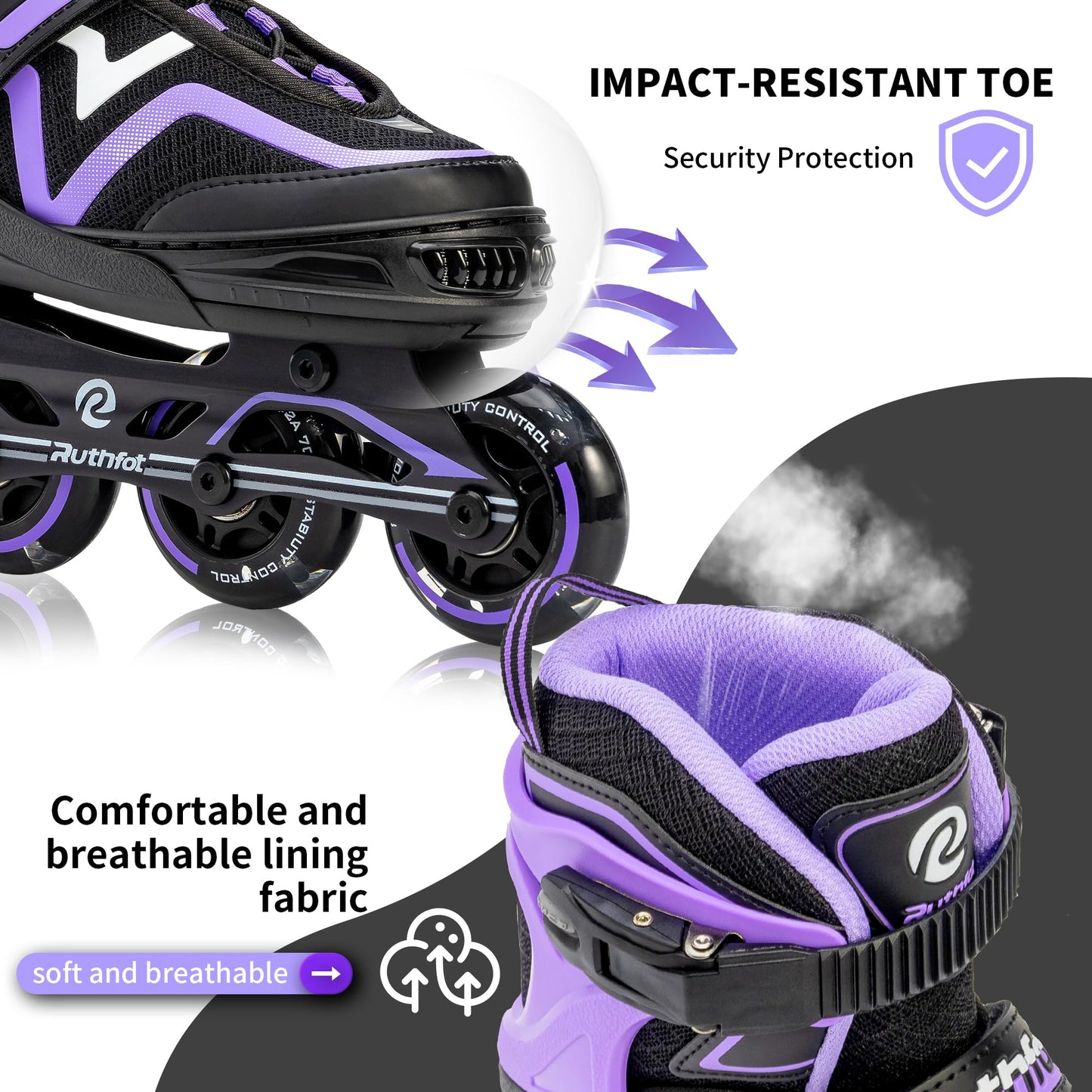 Ruthfot Adjustable Inline Skates for Boys and Girls, Light Up Skates for Ages 6-12 Kids Outdoor Illuminating Patines for Women and Men