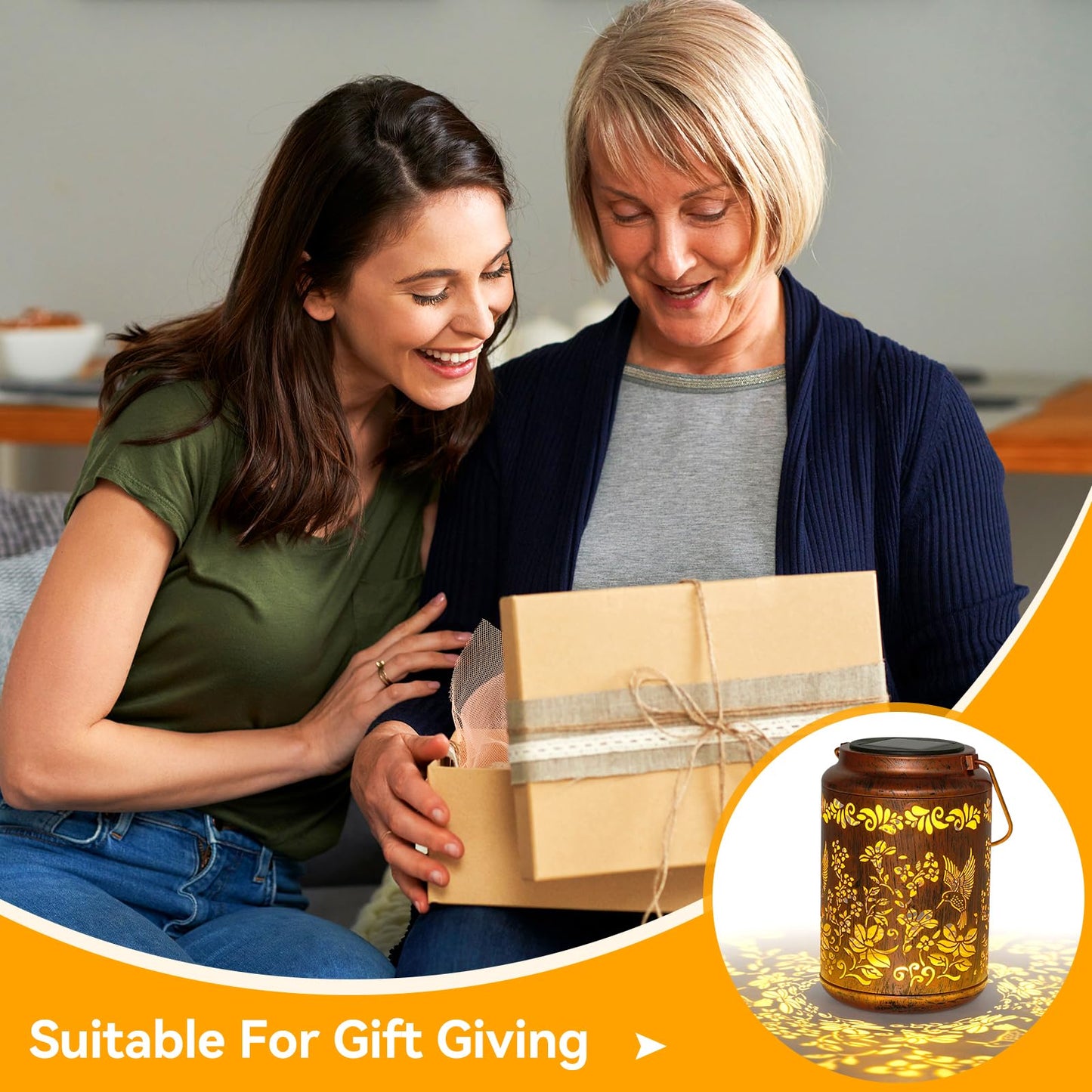 Hummingbird Solar Lanterns Outdoor - OxyLED Metal Waterproof Solar Garden Lanterns, Hanging Lanterns Solar Powered with Handle for Table Pathway Walkway, Chirstmas Gifts for Mom Grandma Women