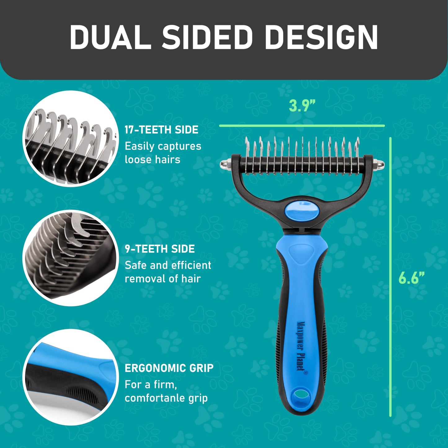 Maxpower Planet Pet Grooming Brush - Dog Grooming tools Bundle (Rake and Gloves and Comb)