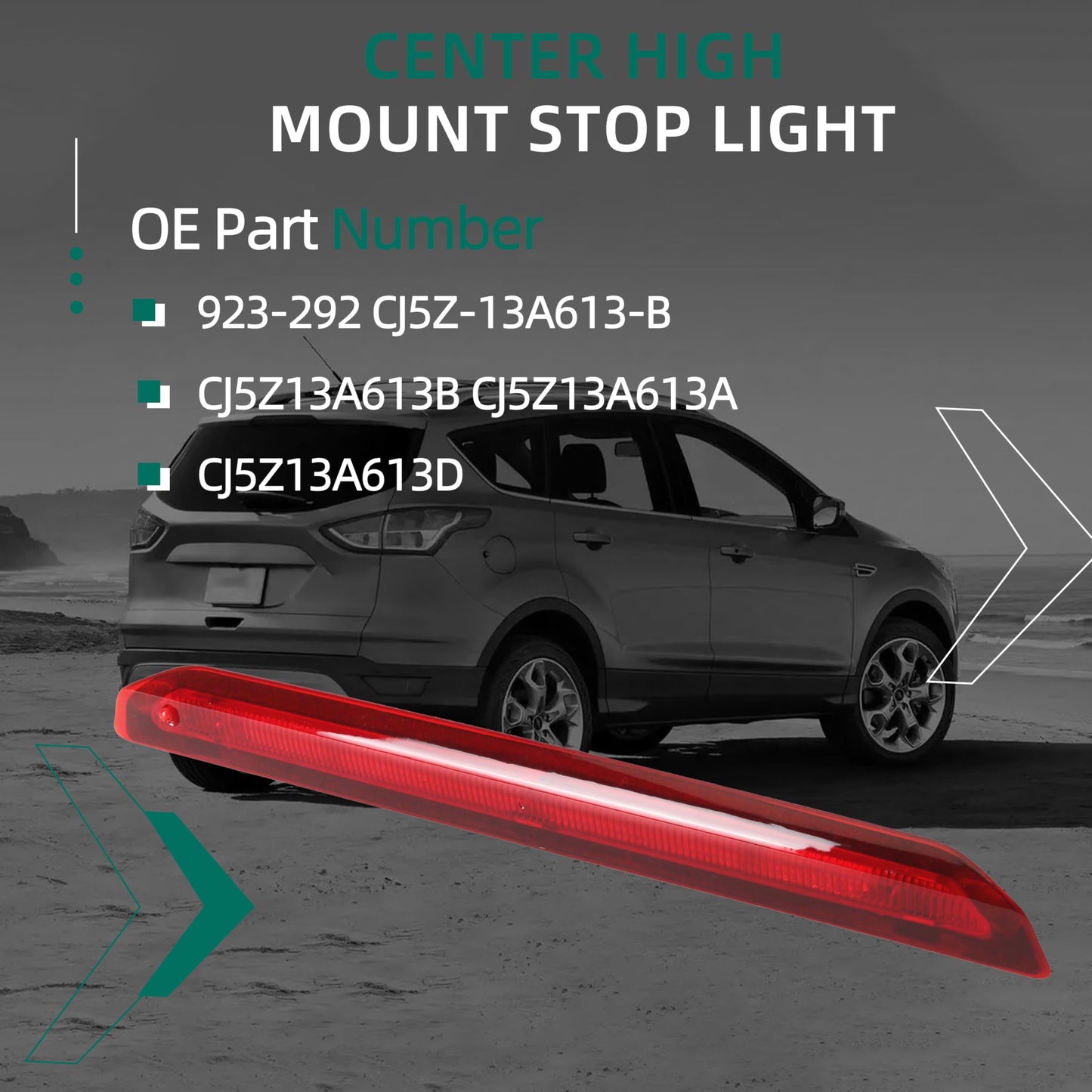 Third Brake Lights 923-292 Compatible With Ford Escape 2013-2017,Center High Mount Stop Light CJ5Z-13A613-B,Rear Liftgate Trunk Lamp,High Mount Lamp OE CJ5Z13A613B CJ5Z13A613A CJ5Z13A613D