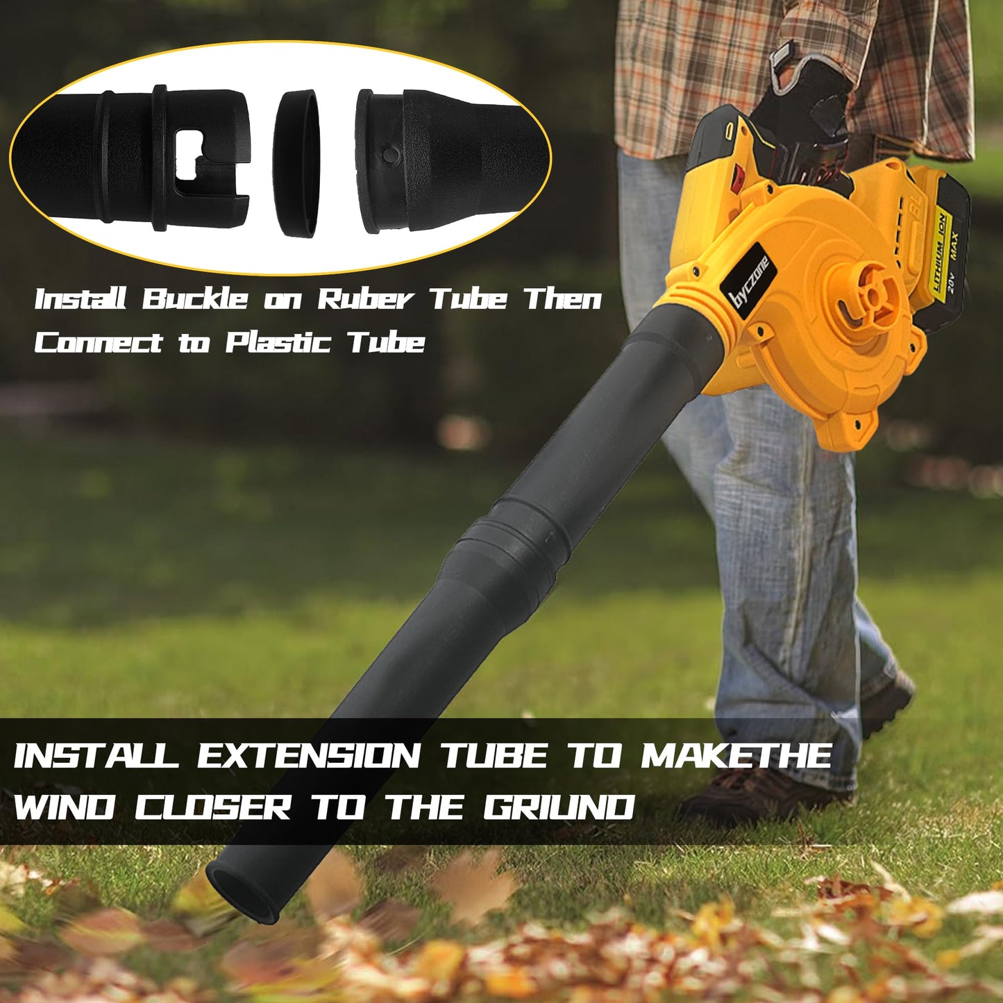 BYCZONE Cordless Leaf Blower for Dewalt 20V Max Battery, Jobsite Air Blower with Brushless Motor,6 Variable Speed Up to 180MPH,2-in-1 Handle Electric Blower and Vacuum Cleaner(Battery Not Included)