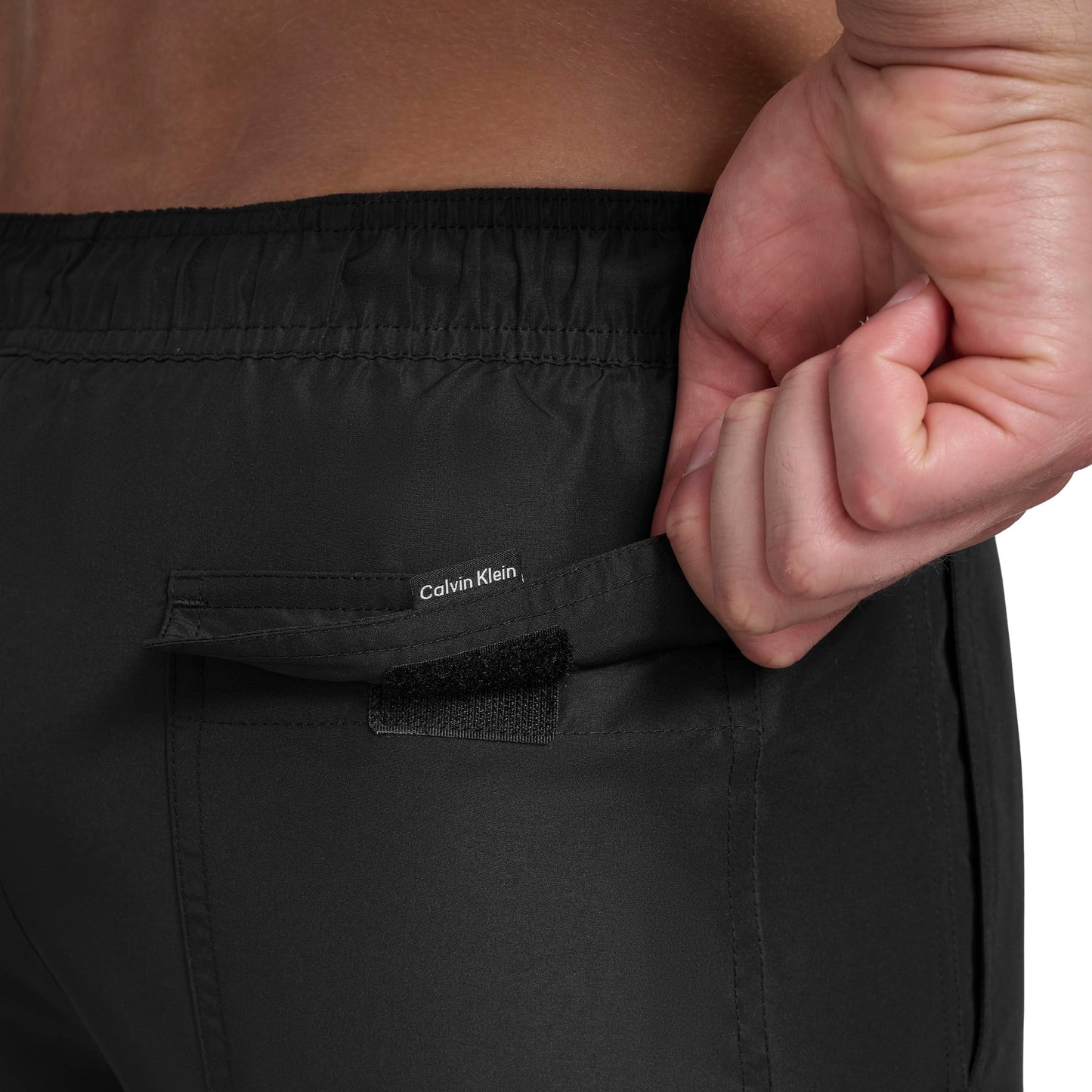 Calvin Klein Men's Volley Quick Dry Lightweight Swim Trunk, Black, Small