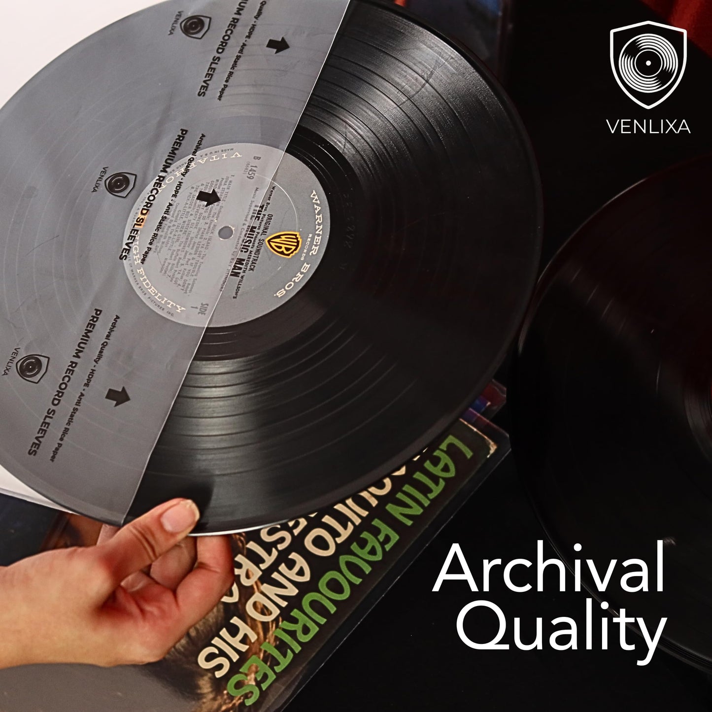 Venlixa 12″ Premium Vinyl Record Inner Sleeves (100 Pack), Anti-Static HDPE Rice Paper LP Covers, Durable Clear Acid-Free Album & Sleeves Protect Records from Moisture, Dust and Scratches
