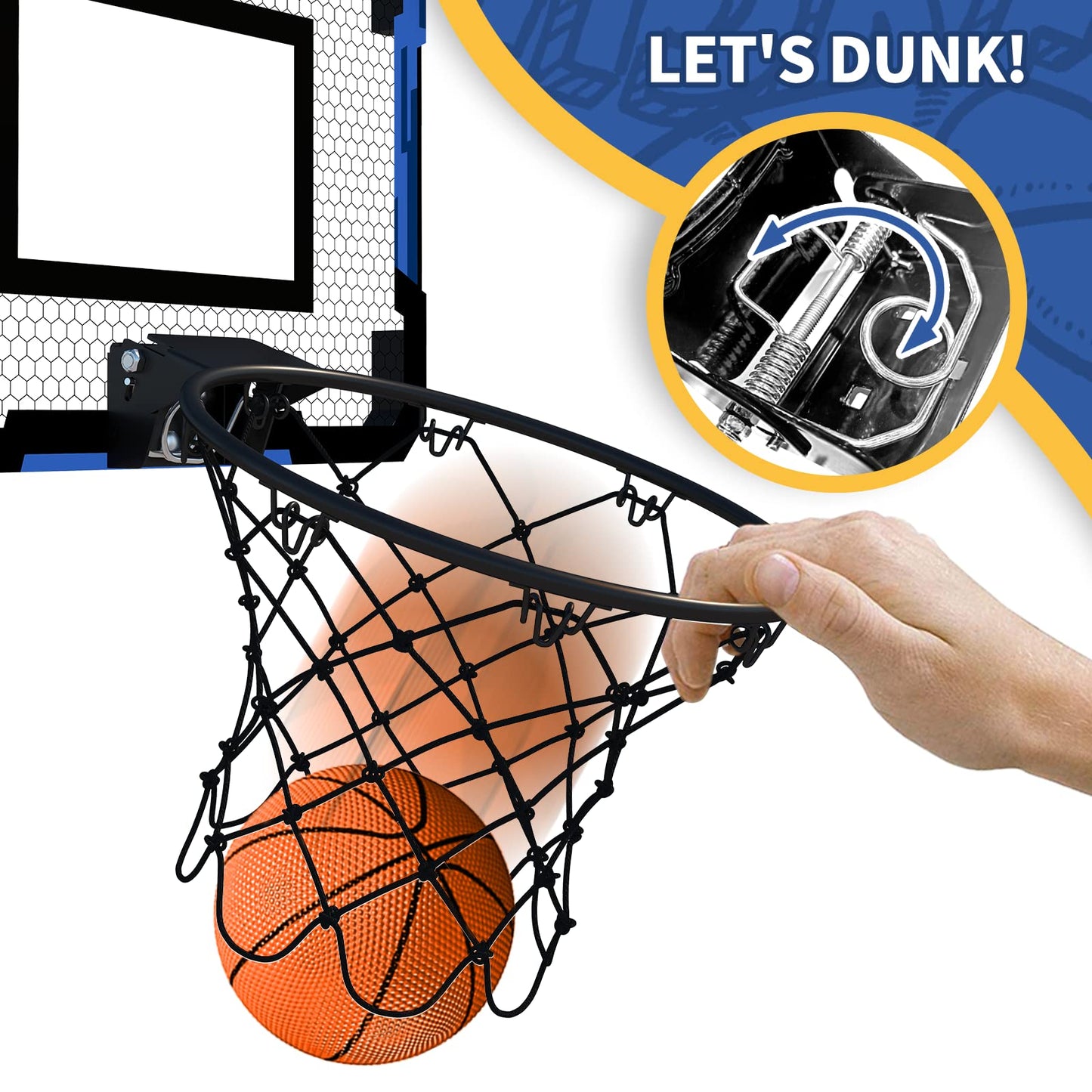 QDRAGON Basketball Hoop Indoor with 3 Balls, Mini Basketball Hoop Suit for Bedroom/Office, Door Basketball Hoop Indoor Toys Gifts for Kid and Adults