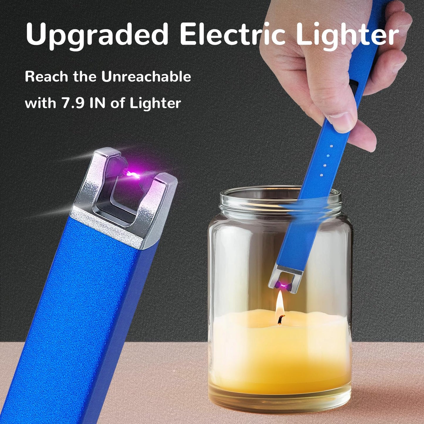 4 Pack Electric Candle Lighter Arc Plasma Windproof Flameless USB Lighter Rechargeable Lighter with Safety Lock for Candle BBQ Camping