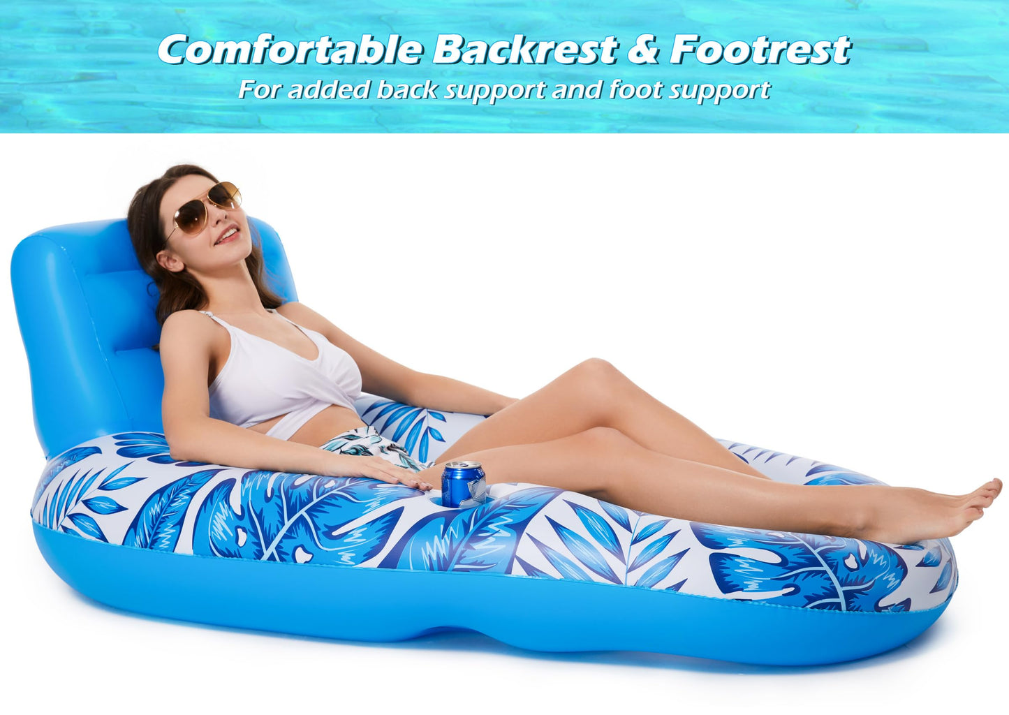 Jasonwell Inflatable Pool Float Adult - Pool Floaties Lounger Floats Raft Floating Chair Water Floaties for Swimming Lake Lounge Float with Cup Holders Beach Pool Party Toys for Adults（Bule）
