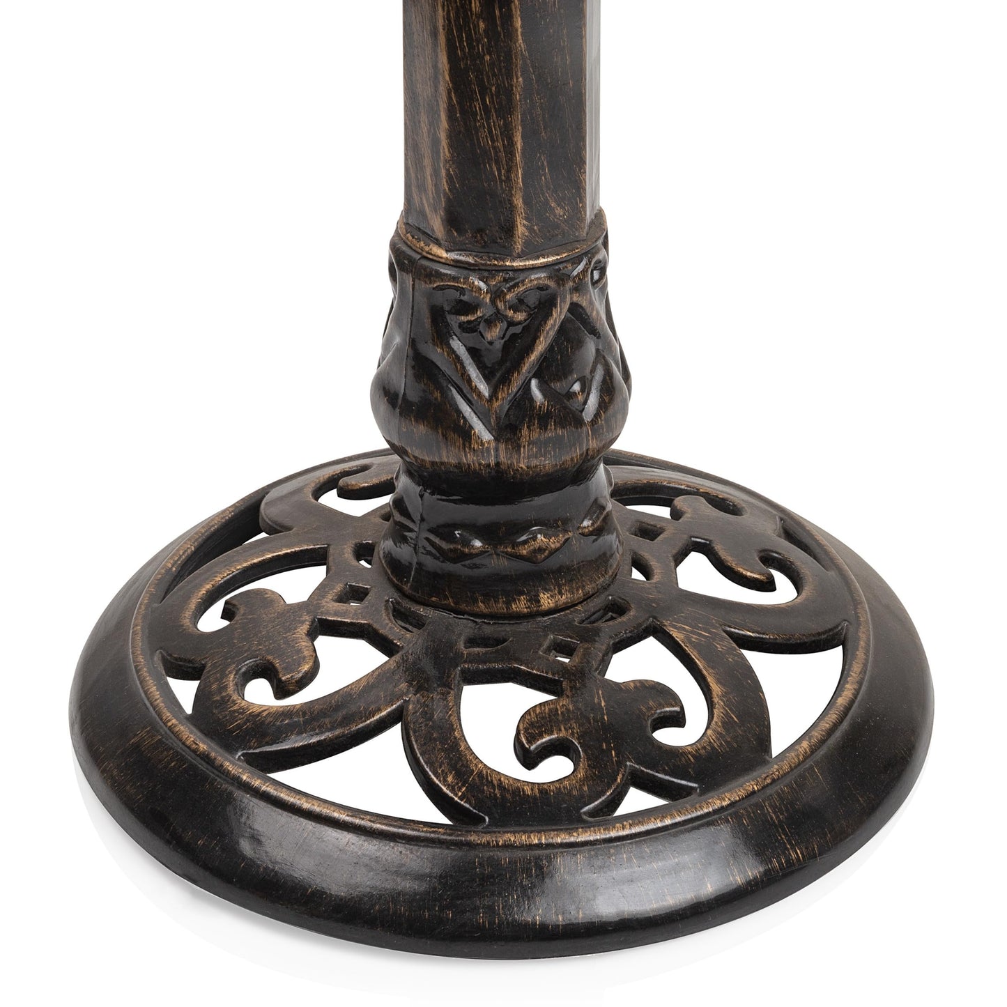 Alpine Corporation 27" Tall Outdoor Antique Style Bronze Birdbath Bowl with Bird Figurine