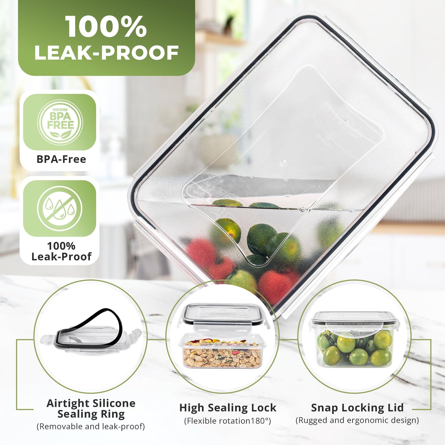 60 PCS Food Storage Containers with Lids Airtight, Plastic Food Container Set, SIKITUT Airtight Storage Containers for Home, Kitchen, Leak Proof, BPA-Free (30 PACK)