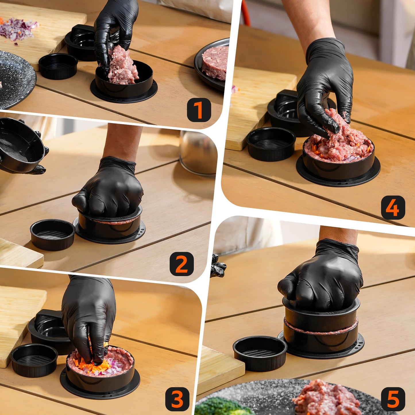 onlyfire 6PC Burger Set, Cheese Melting Dome & Burger Press Kit, Basting Cover with Burger Smasher & Grill Spatula & Hamburger Press Patty Maker for Outdoor Griddle BBQ
