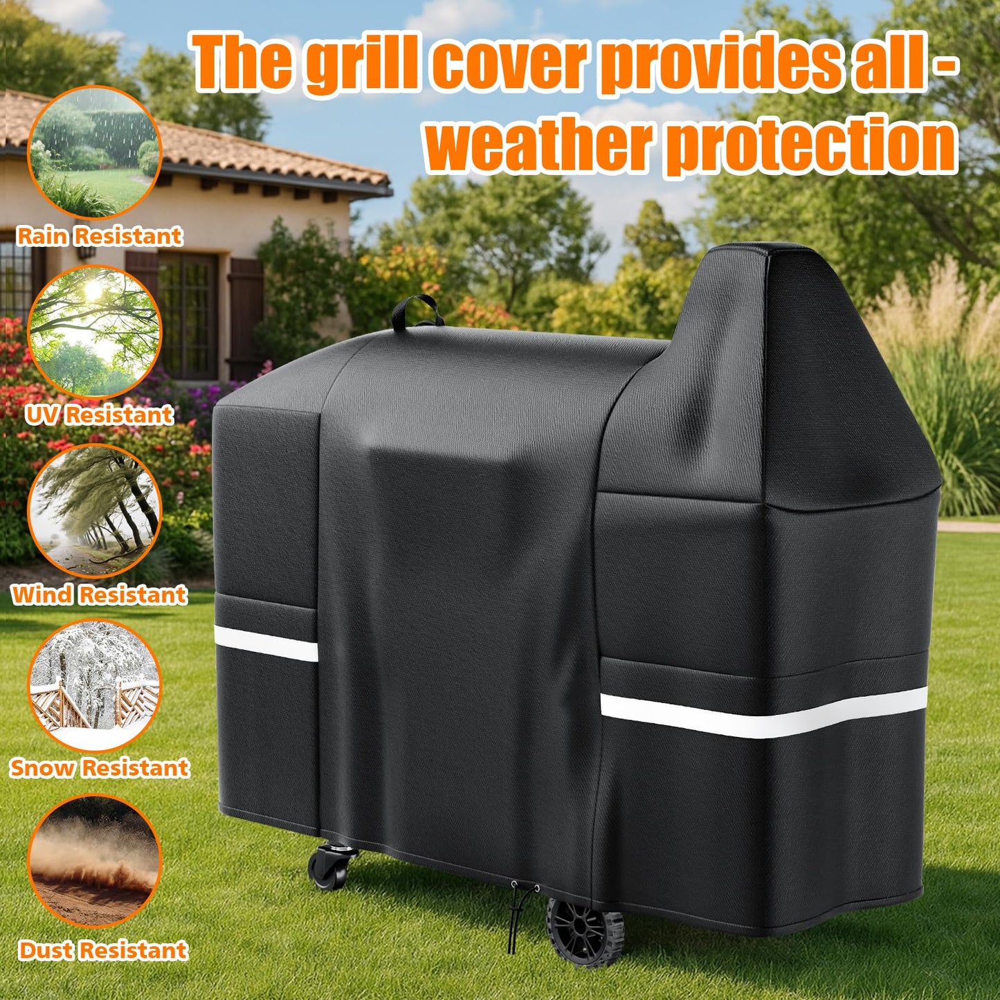 Hisencn Grill Cover for Pit Boss Austin XL, 600D Wood Pellet Grill Cover for PB Rancher XL, 1000, 1100 pro, 1150, Z Grill 1000, Heavy Duty Waterproof, UV and Fade Resistant BBQ Cover
