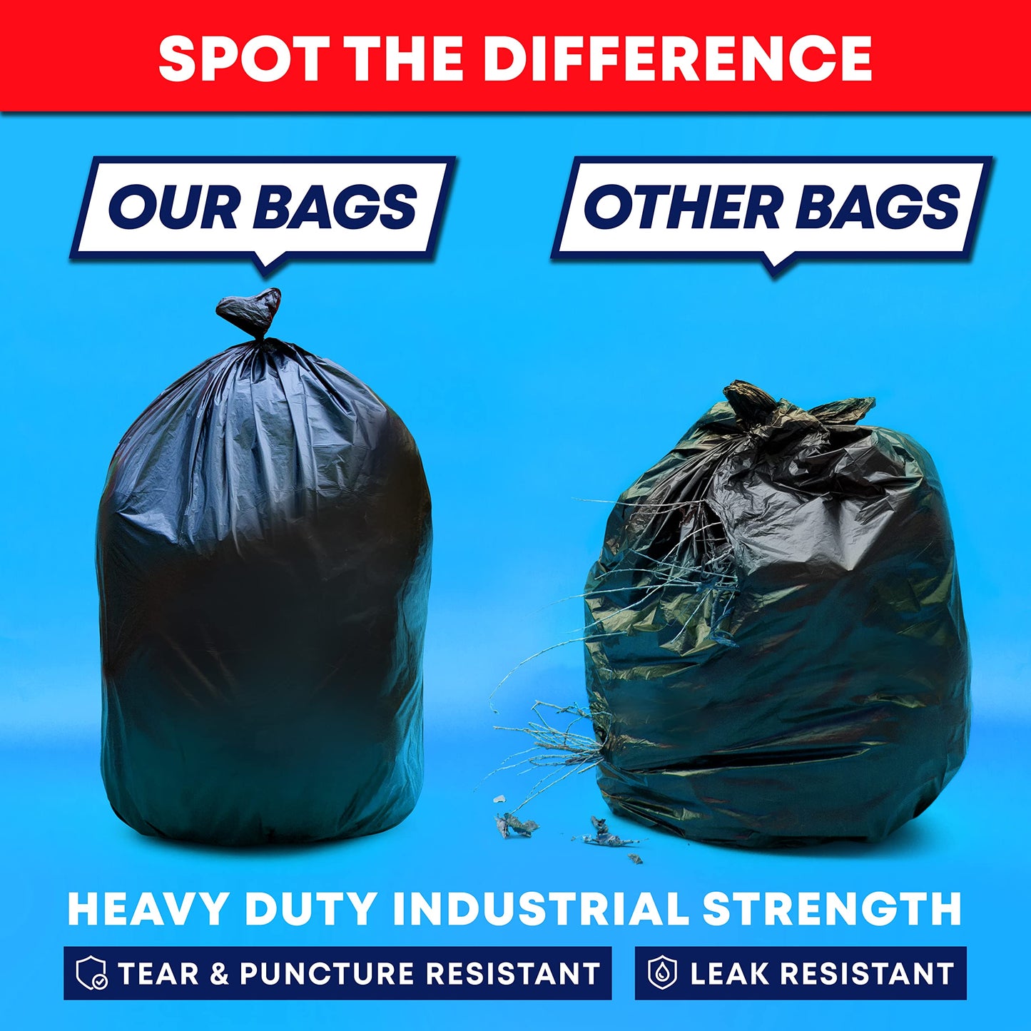 30-33 Gallon Trash Bags Heavy Duty (100 Bags w/Ties Value Pack), Large Black Trash Bags 30 Gallon - 32 Gallon