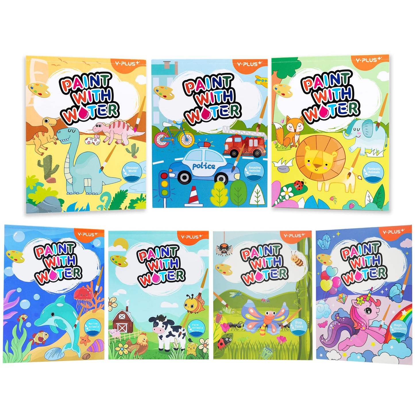 YPLUS Paint with Water Books for Toddler Activities, Watercolor Painting Paper for Kids Ages 3-8, Travel Toys Art Craft Gift for Drawing with Brush，7 Themes