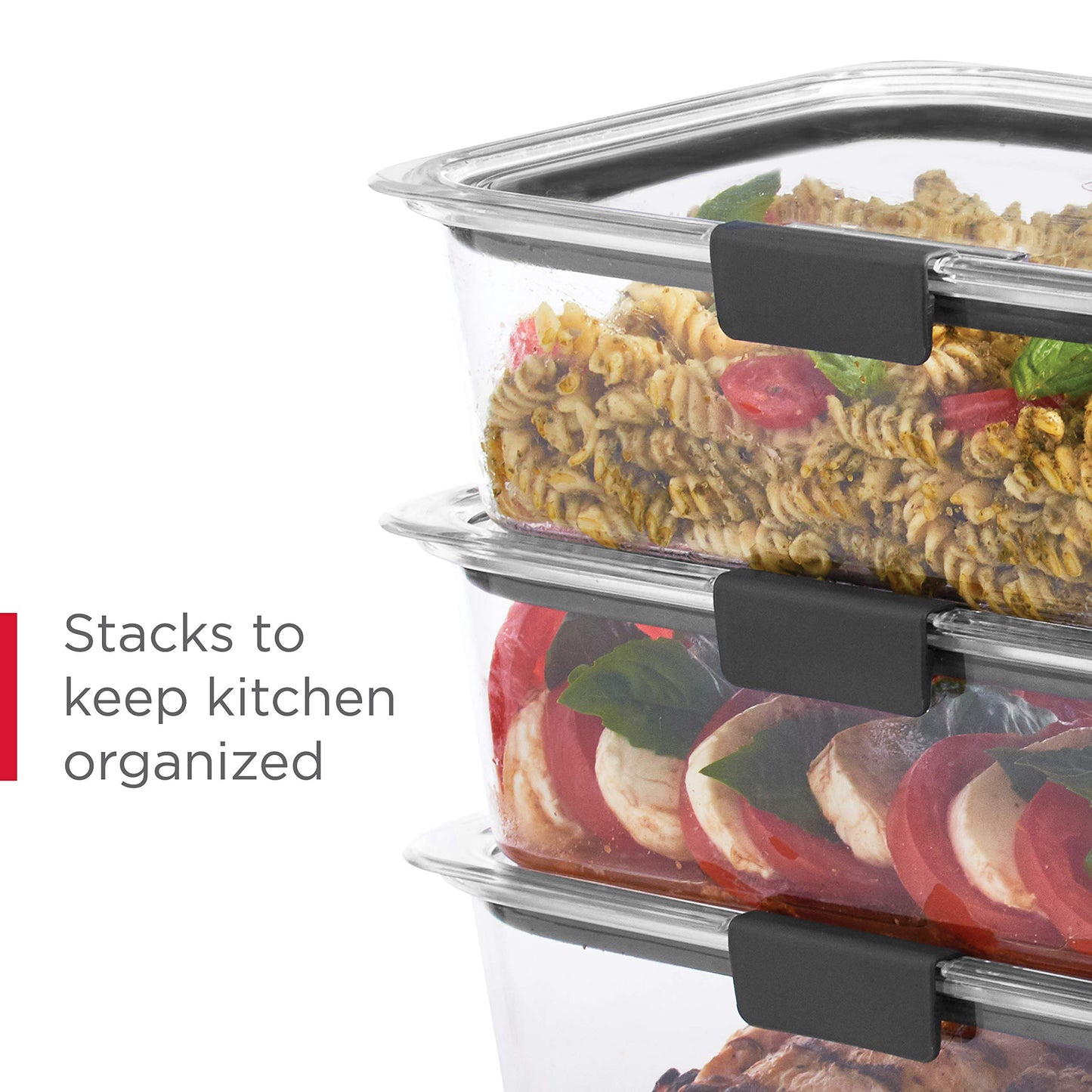 Rubbermaid 10-Piece Brilliance Food Storage Containers with Lids for Lunch, Meal Prep, and Leftovers, Dishwasher Safe, 1.3-Cup, Clear/Grey