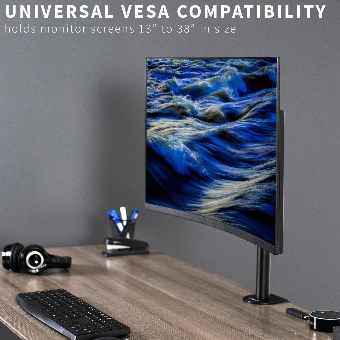 VIVO Single Monitor Adjustable Tilt Desk Mount Stand for 1 LCD Screen up to 27" (STAND-V001C)