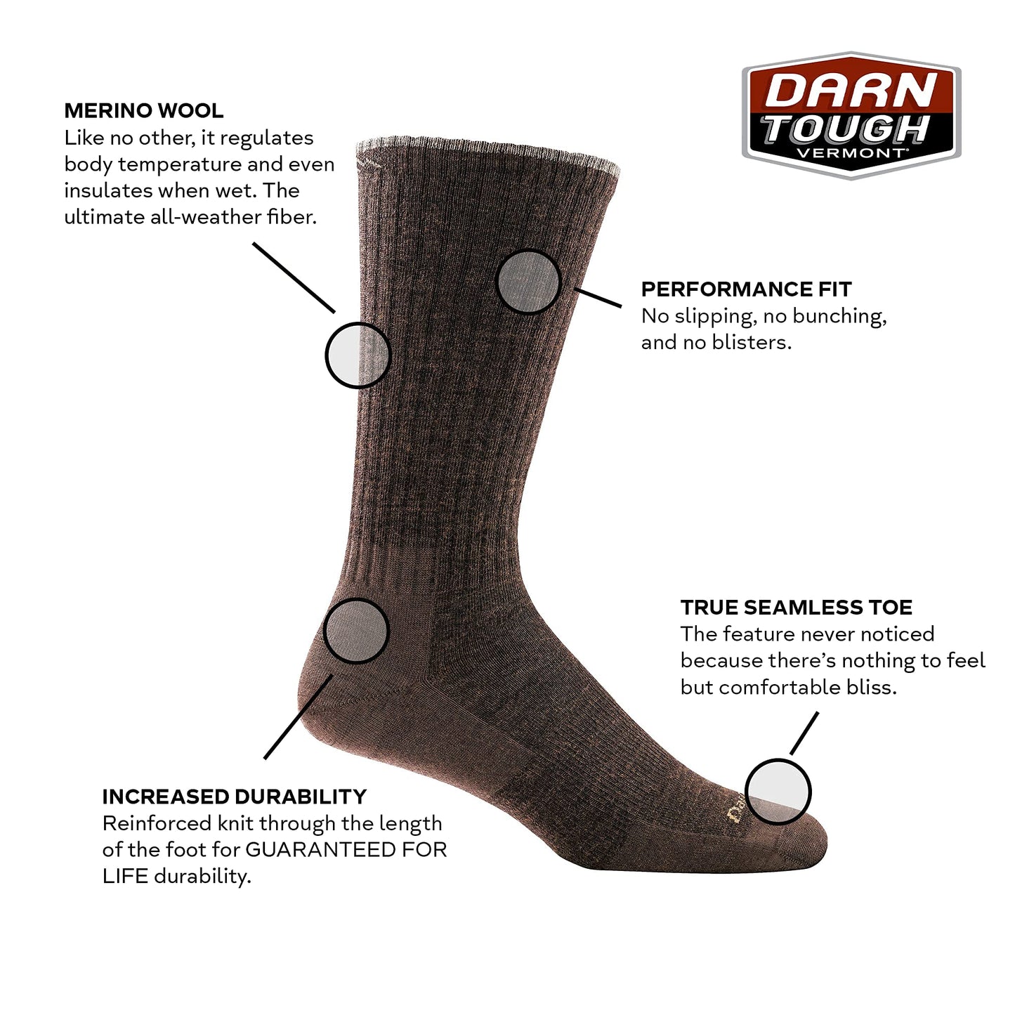 Darn Tough 1474-C-1001-05 The Standard Mid-Calf Lightweight with Cushion Black Large