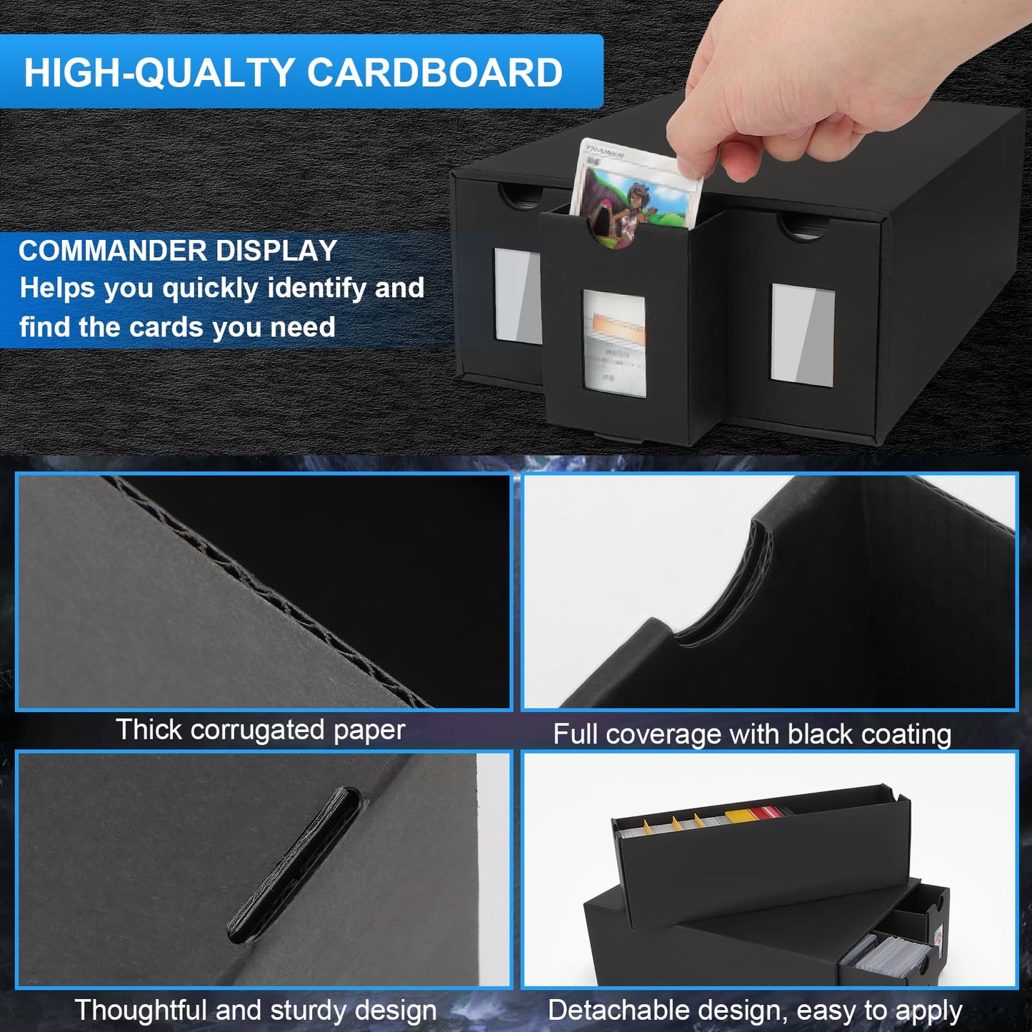 AOPULE 18000+ Card Storage Box for Commander Display, Trading Card Storage Box with 48 Dividers, Labels & Tapes, Cards Storage Organizer for TCG MTG PTCG Sports Cards