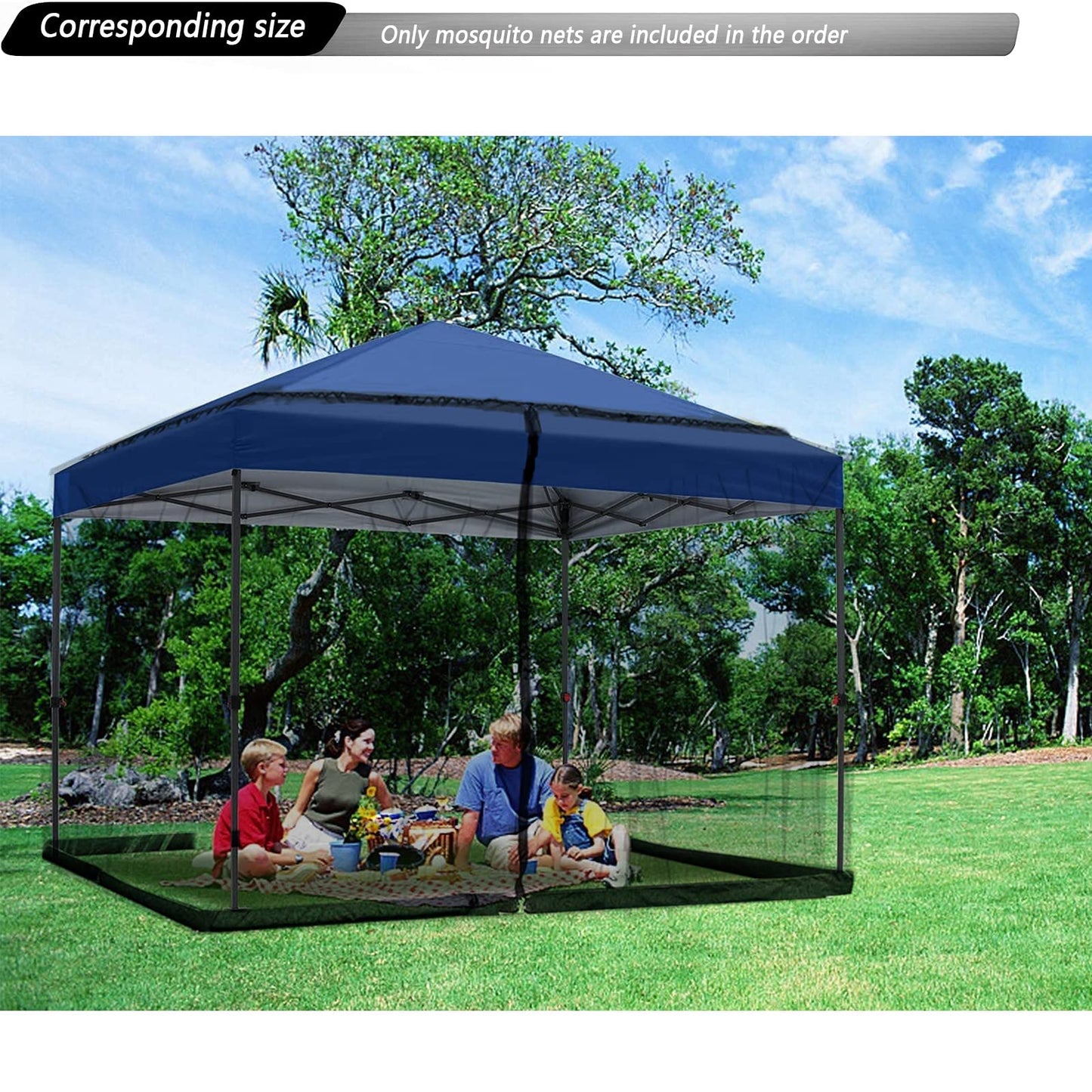 Tiimmgaal 10x10 Mosquito Netting for Patio Camping Gazebo/Pop Up Canopy Tent,Double Door Side Screen Easy Installation Black（Only Mosquito Net No Frame） (Around 10x10FT)