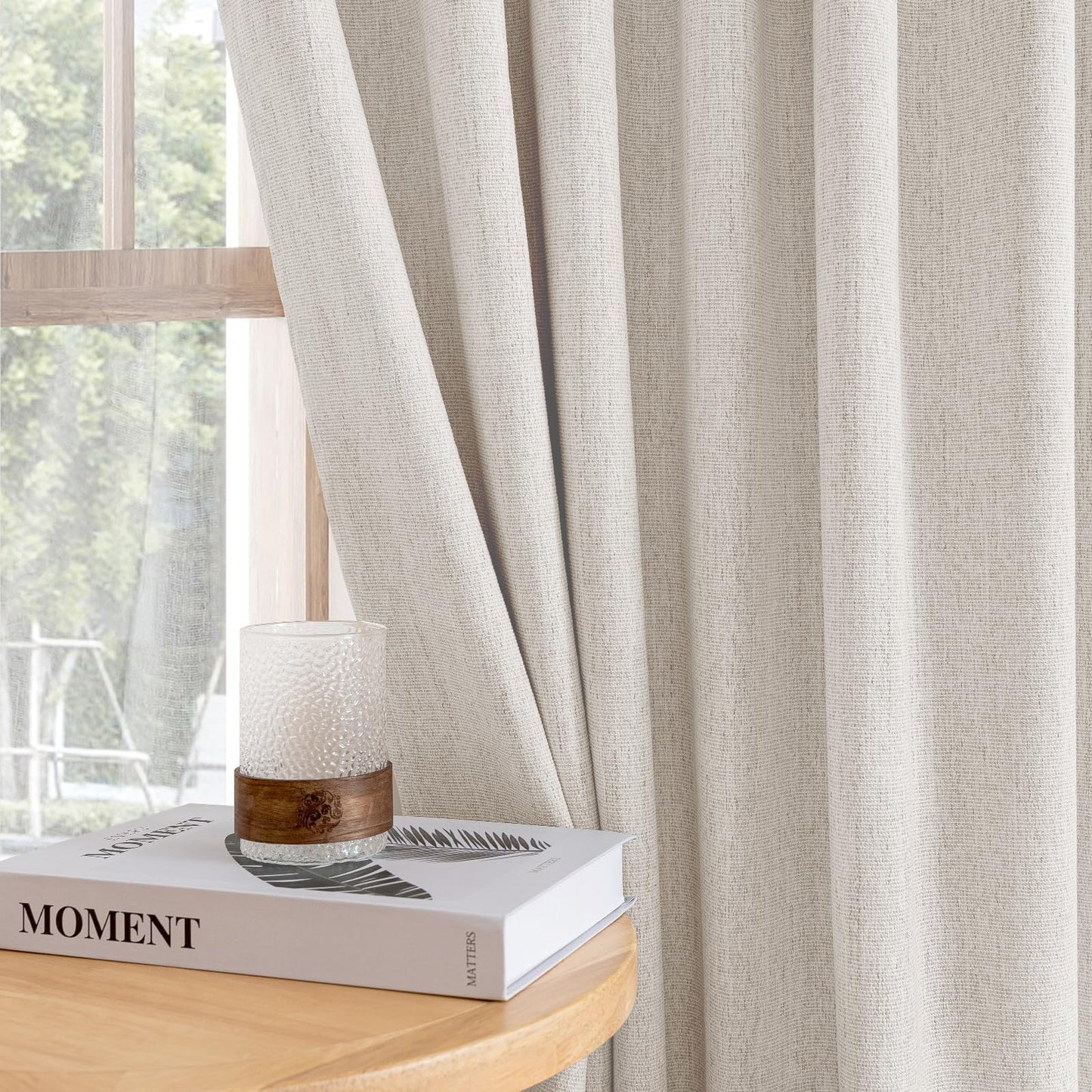 Ivory White 100% Blackout Curtains Chenille Curtain Total Black Out Curtain for for Living Room Bedroom Thermal Insulated Drapes Modern Farmhouse Shabby Chic,52" W x 96" L, Ivory(Not Solid)