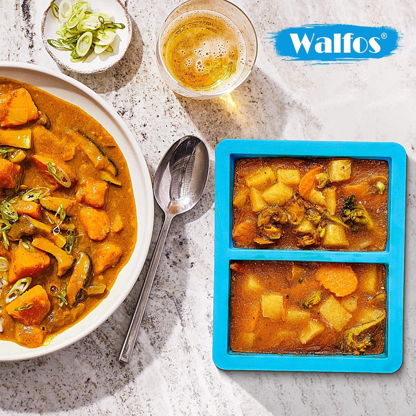 Walfos Silicone Soup Freezer Containers with Lid, Extra-Large 1-Cup Soup Freezer Tray for Soup, Silicone Soup Freezing Tray for Storing and Freezing Soup, Sauce, Broth & Ice, 4 Pieces