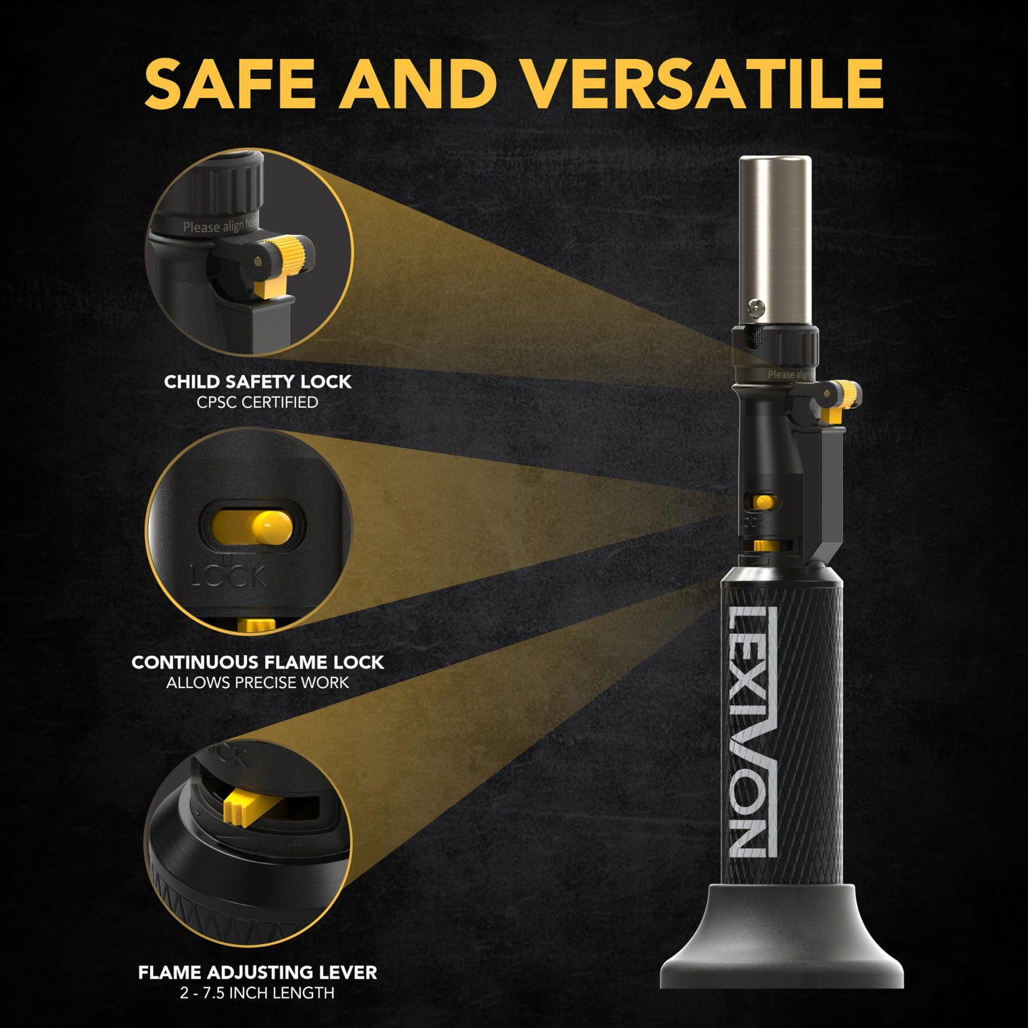 LEXIVON Butane Blow Torch, Refillable Upright Lighter with Adjustable Flame and Pro-Grade Aluminum Tank | Ideal for Soldering and Kitchen Tasks (LX-760)