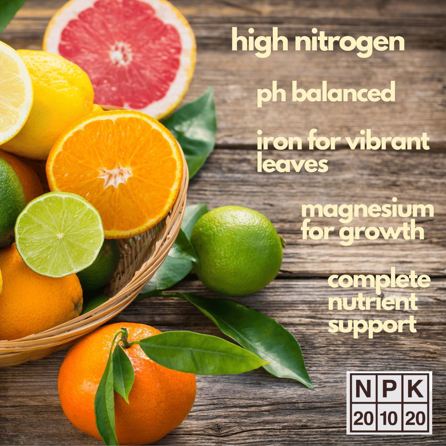 Citrus Fertilizer by Happy Nutrients - High Nitrogen Fruit Tree & Plant Fertilizer with Iron - Nutrient Support for Juicy, Flavorful Citrus - 1.5 lbs for Indoor/Outdoor Fruit Plants