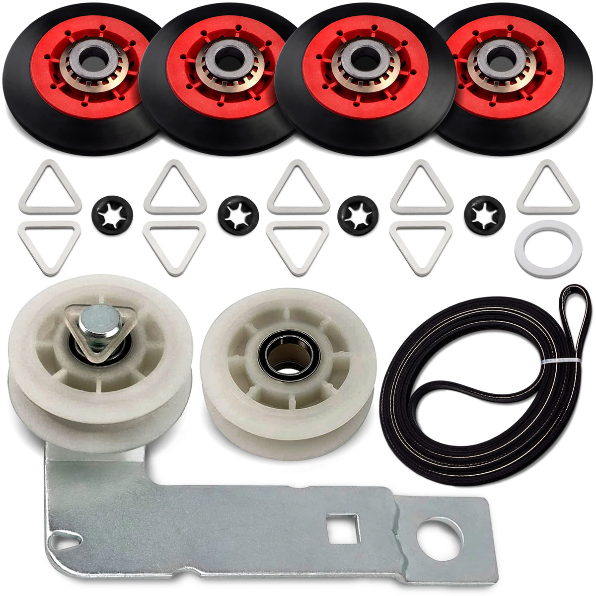 4392067 W10837240 Dryer Repair Kit Belt Idler Pulley 3387610 279640 661570V 80047 Drum Roller Bearing for Whirlpool Cabrio Duet Maytag Bravos XL Kenmore Elite Model 110 Series Dryer Replacement Parts