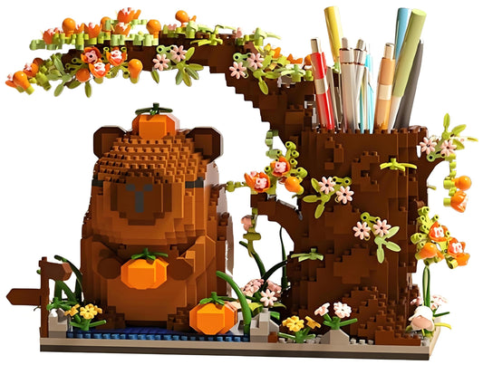 Capybara Building Blocks Set -1880PCS Cute Animals & Flowers Building Bricks Kit Kawaii Capybara Gifts Toy for Kids Age 12+, Capybara Stuff Pen Holder&Desk Organizer, Arts &Crafts for Boys Girls Adult