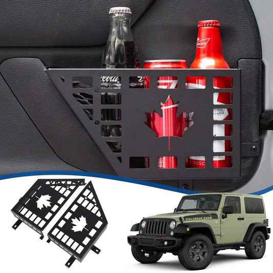 Metal Front Door Storage Pockets, Door Side Insert Organizer Box for 2007-2018 Jeep Wrangler JK JKU 2/4 Door Stainless Steel Latest Upgraded