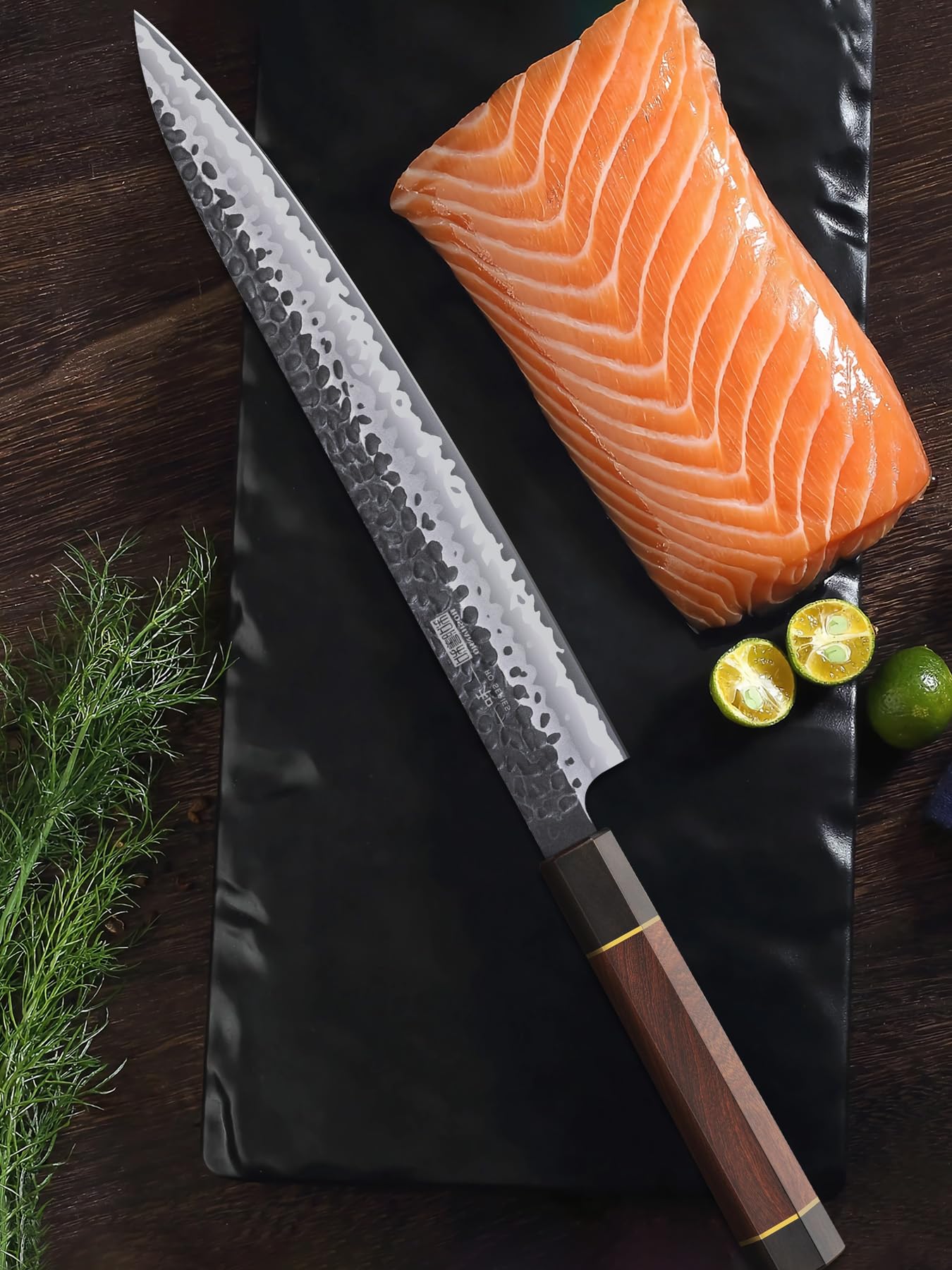 HOSHANHO Sushi Knife Japanese Sashimi Knife 10 Inch, Hand Forged High Carbon Steel Yanagiba Knife, Kitchen Chef Knife for Cutting Sushi & Sashimi, Fish Filleting