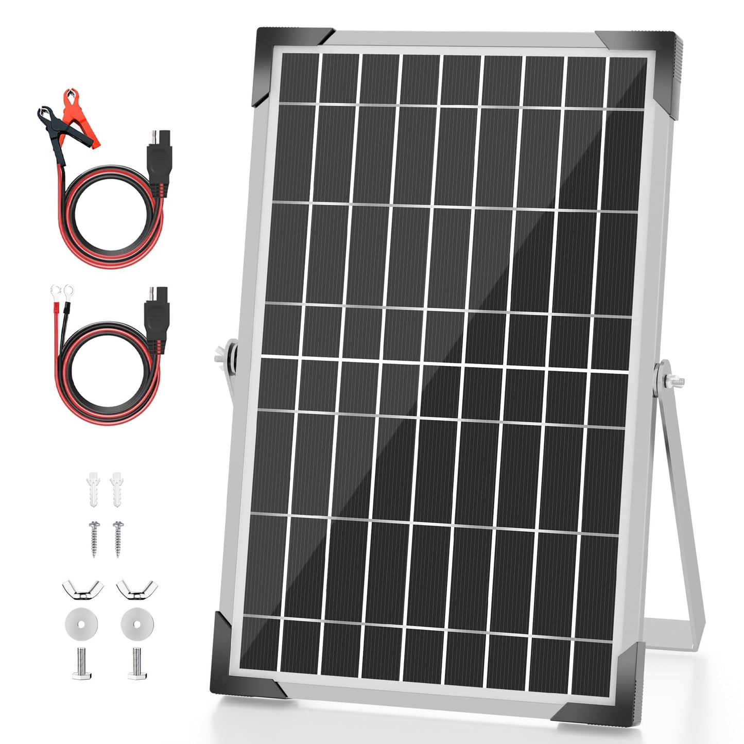 Voltset 10W 12V Solar Panel Kit, Solar Battery Trickle Charger Maintainer + Upgrade 10A MPPT Charge Controller + Adjustable Mount Bracket for Car, RV, Boat, Motorcycle, Gate Opener