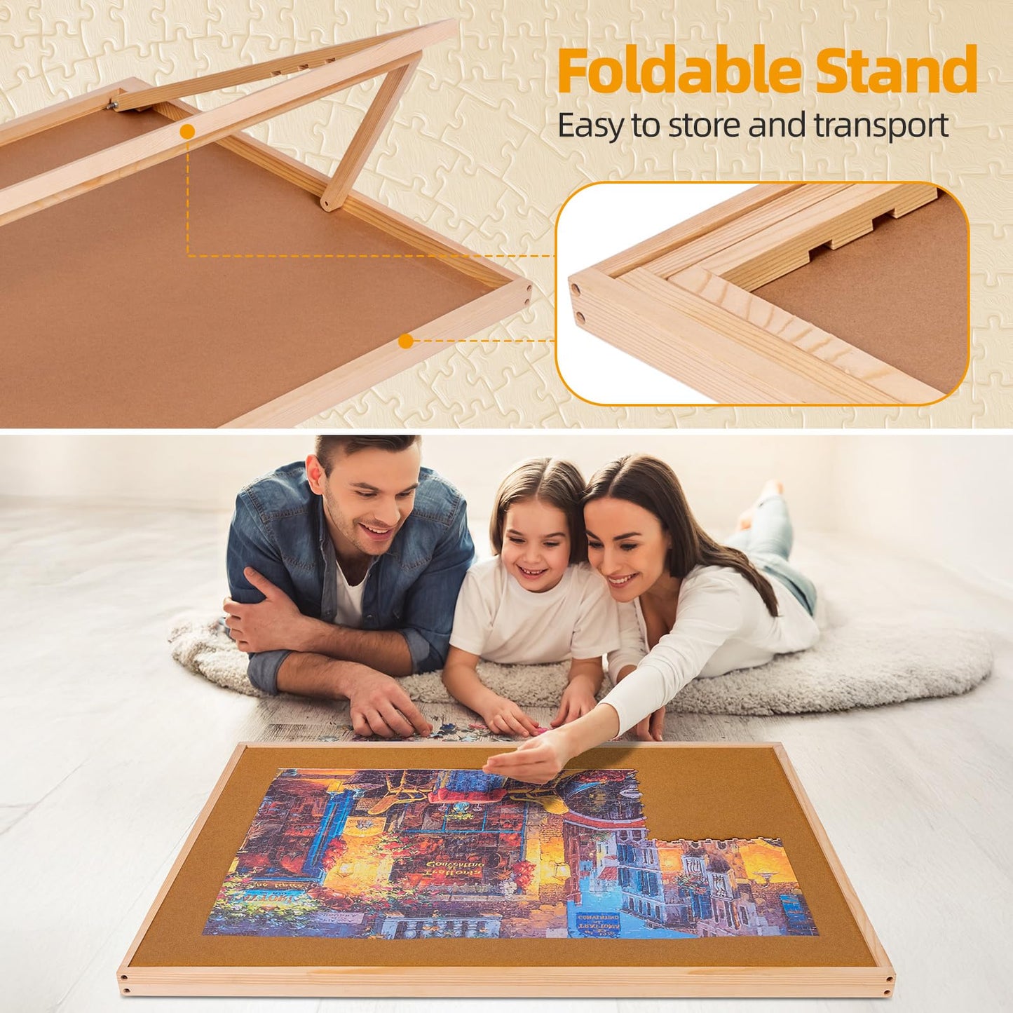 Pulchra 1000PCS Wooden Jigsaw Puzzle Board with Adjustable Bracket Portable Puzzle Table | Puzzle Organizer Boards Storage Accessories for Adults Children Kids