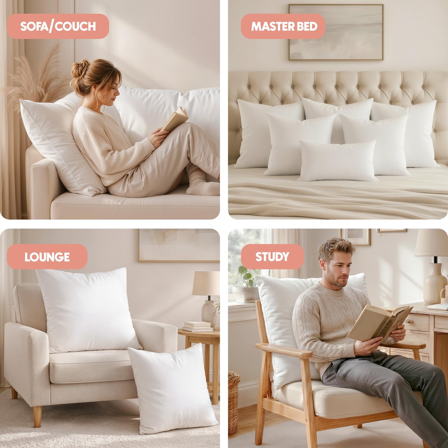 Utopia Bedding Throw Pillows Insert (Pack of 2, White) - 26 x 26 Inches Bed and Couch Pillows - Indoor Decorative Pillow