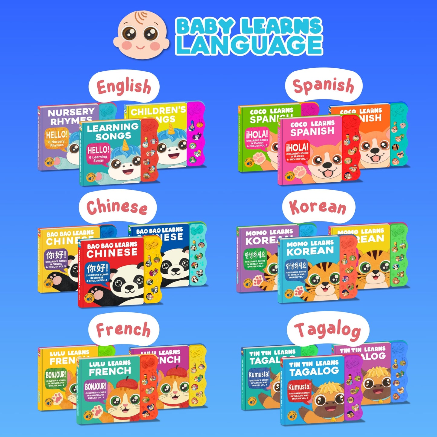 Bao Bao Learns Chinese Vol. 2 | Musical Chinese Book & Bilingual Toy Gift for Babies & Toddlers; Learn Chinese Nursery Rhymes for Kids; Mandarin Chinese Board Book for Learning Chinese