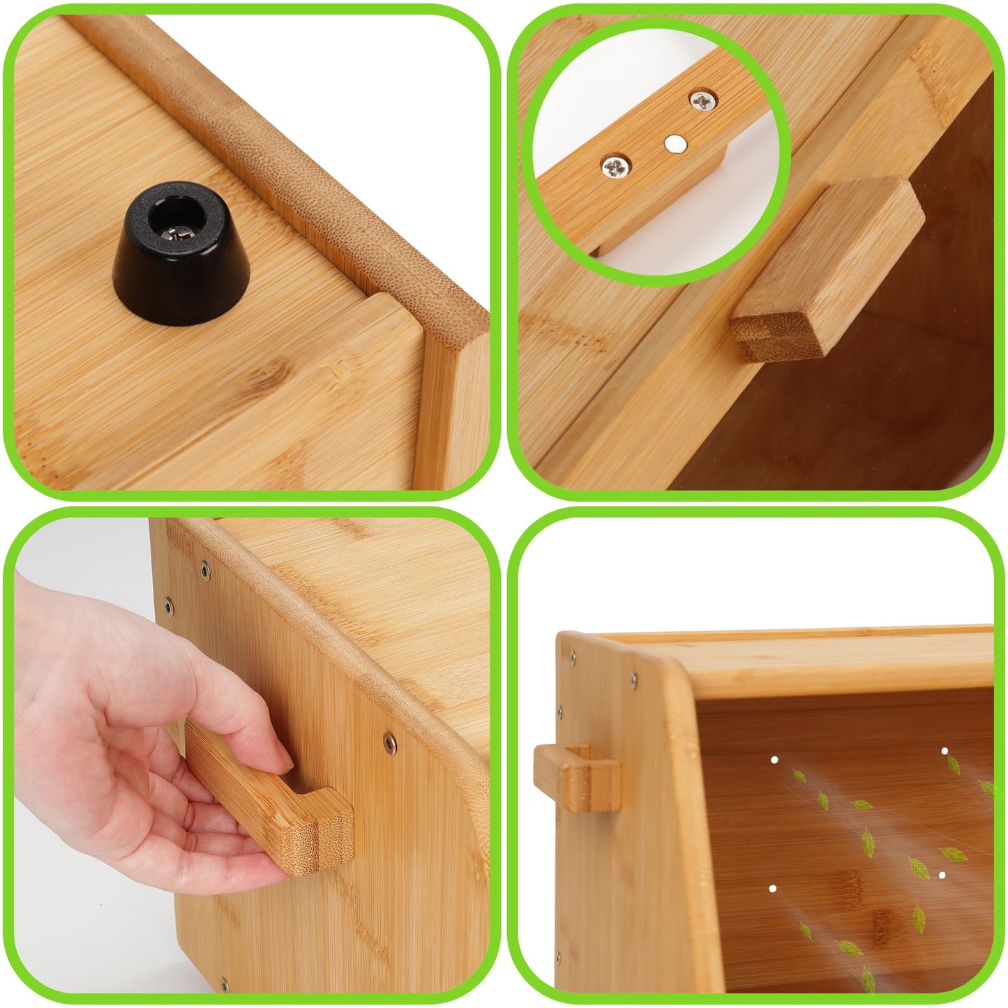 AMBIRD Bamboo Bread Box keep The Bread Fresh For Kitchen Counter-Large Capacity Wooden Bread Storage Container Farmhouse Bread Box with Window Bread Holder